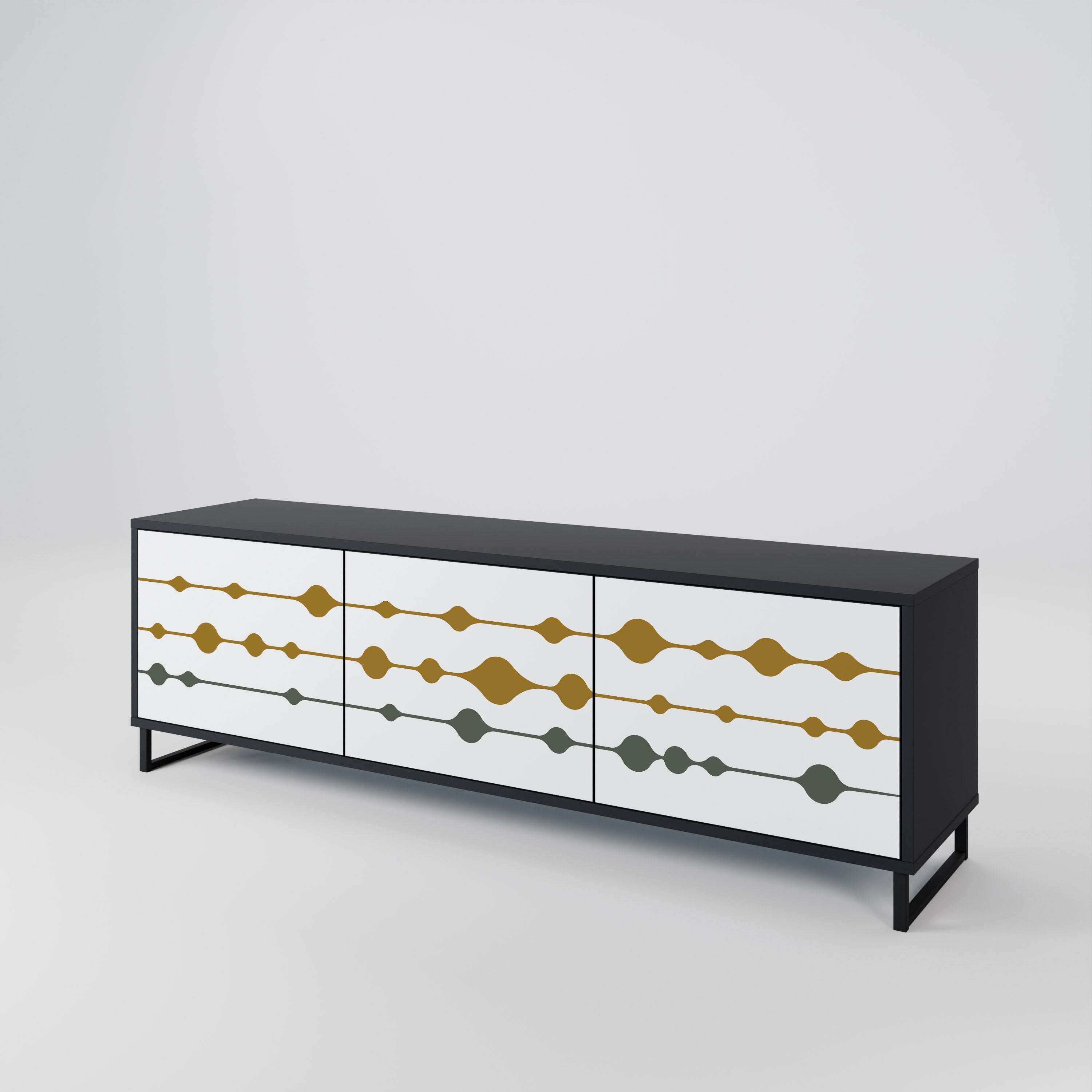 VIVID TONE Móvel de TV com 3 Portas em Acabamento Preto