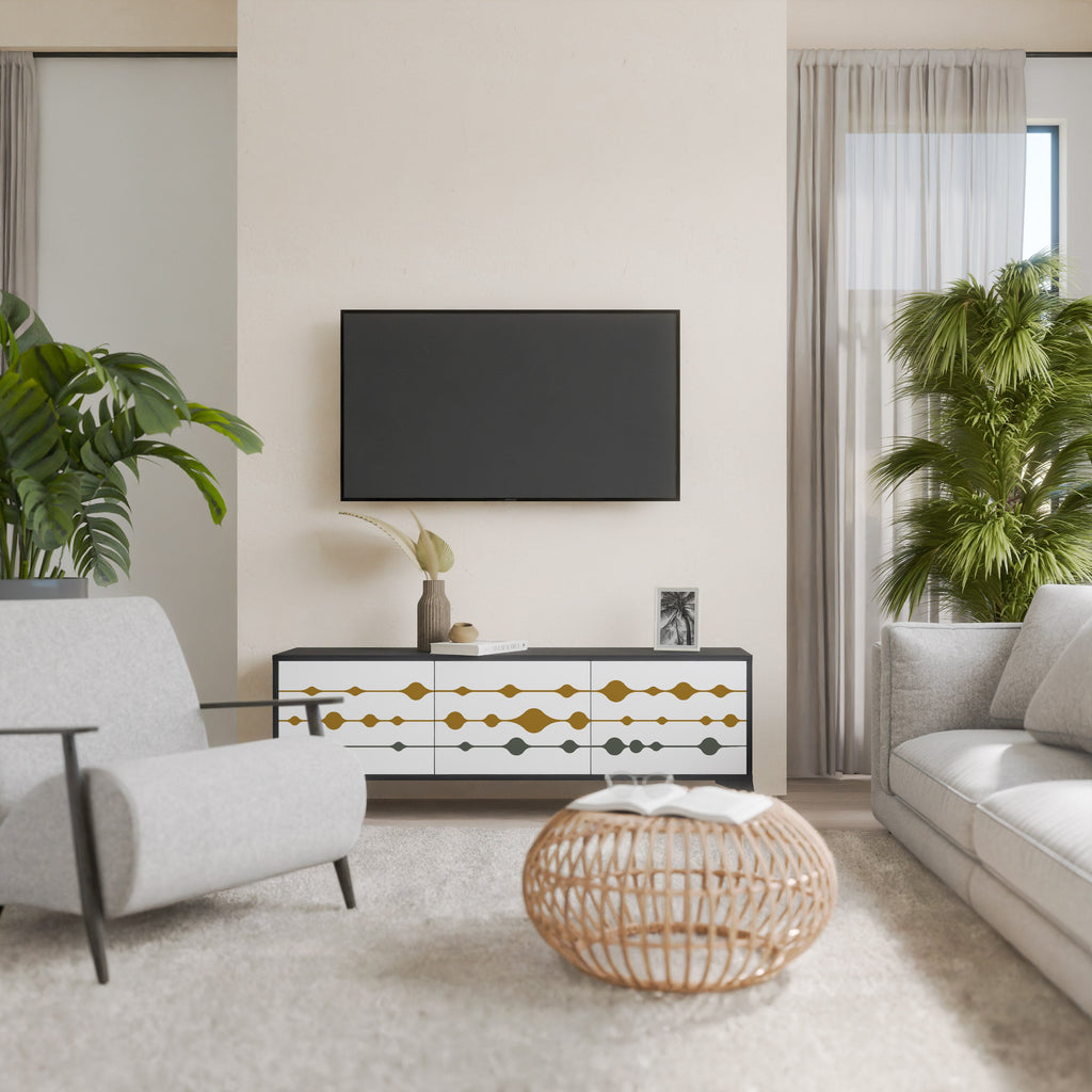 VIVID TONE Móvel de TV com 3 Portas em Acabamento Preto