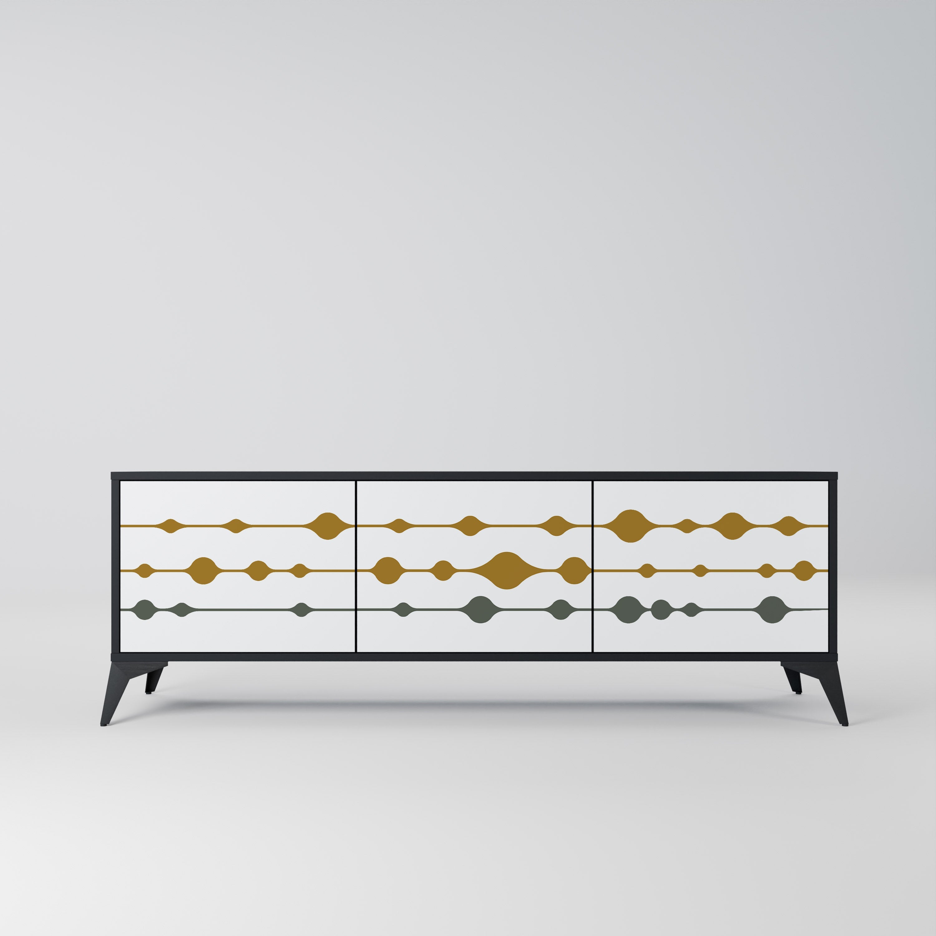 VIVID TONE Móvel de TV com 3 Portas em Acabamento Preto