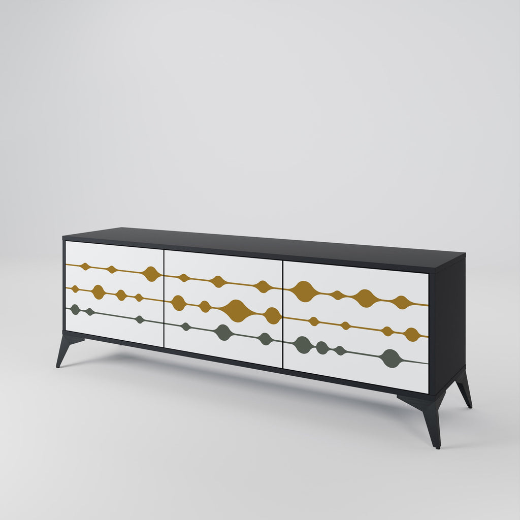 VIVID TONE Móvel de TV com 3 Portas em Acabamento Preto