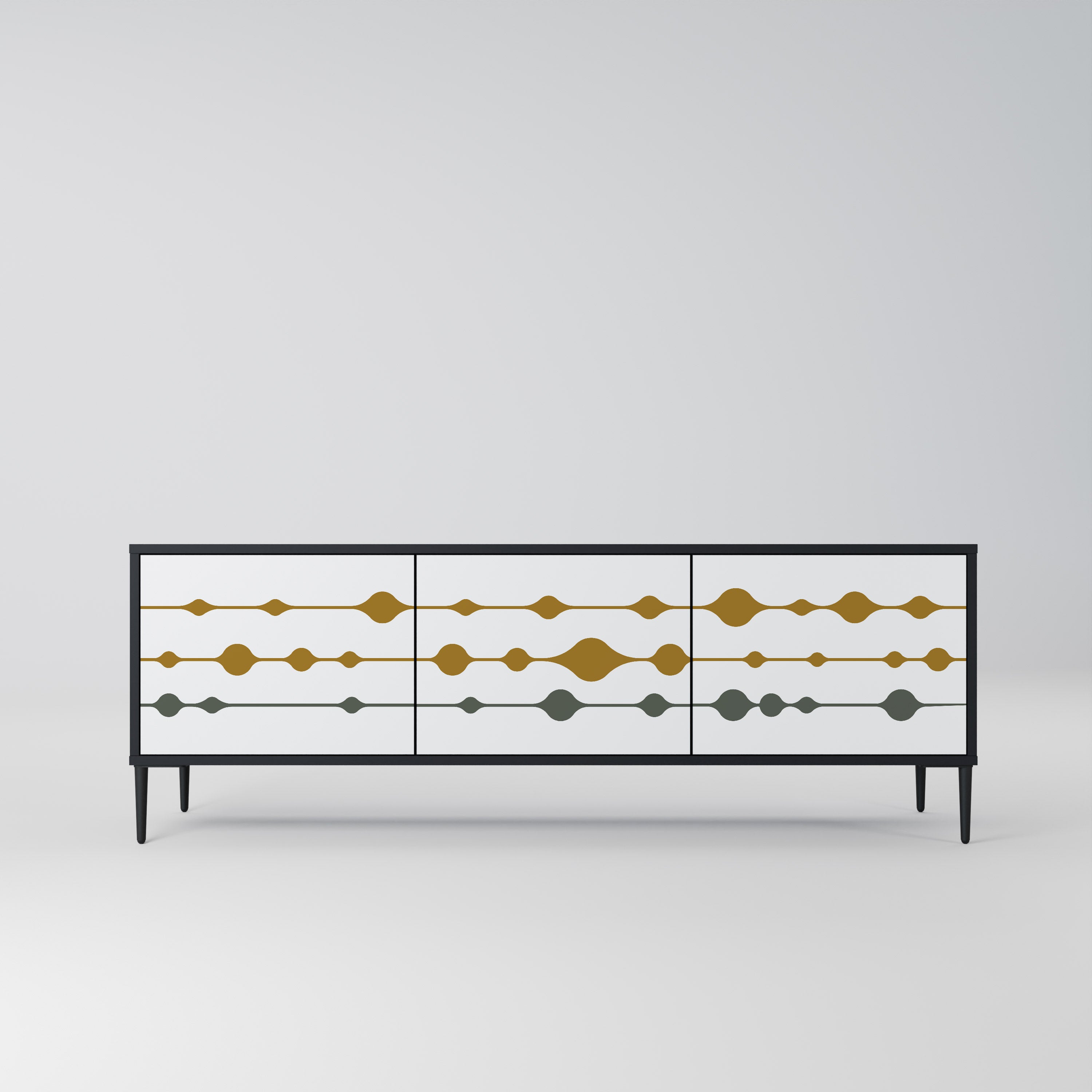 VIVID TONE Móvel de TV com 3 Portas em Acabamento Preto