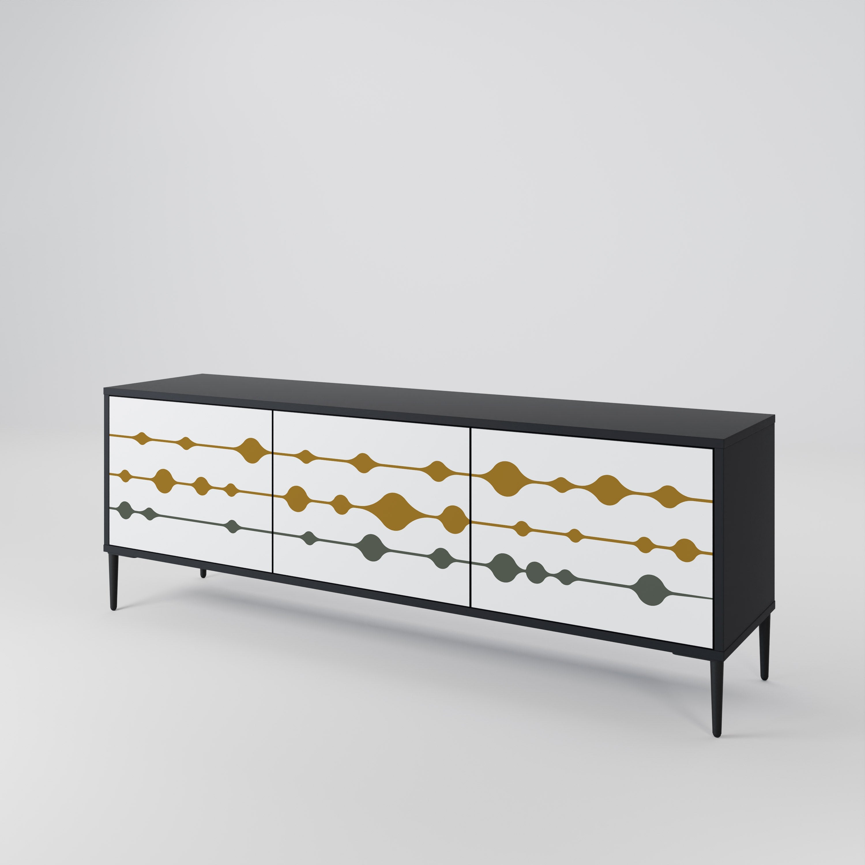 VIVID TONE Móvel de TV com 3 Portas em Acabamento Preto