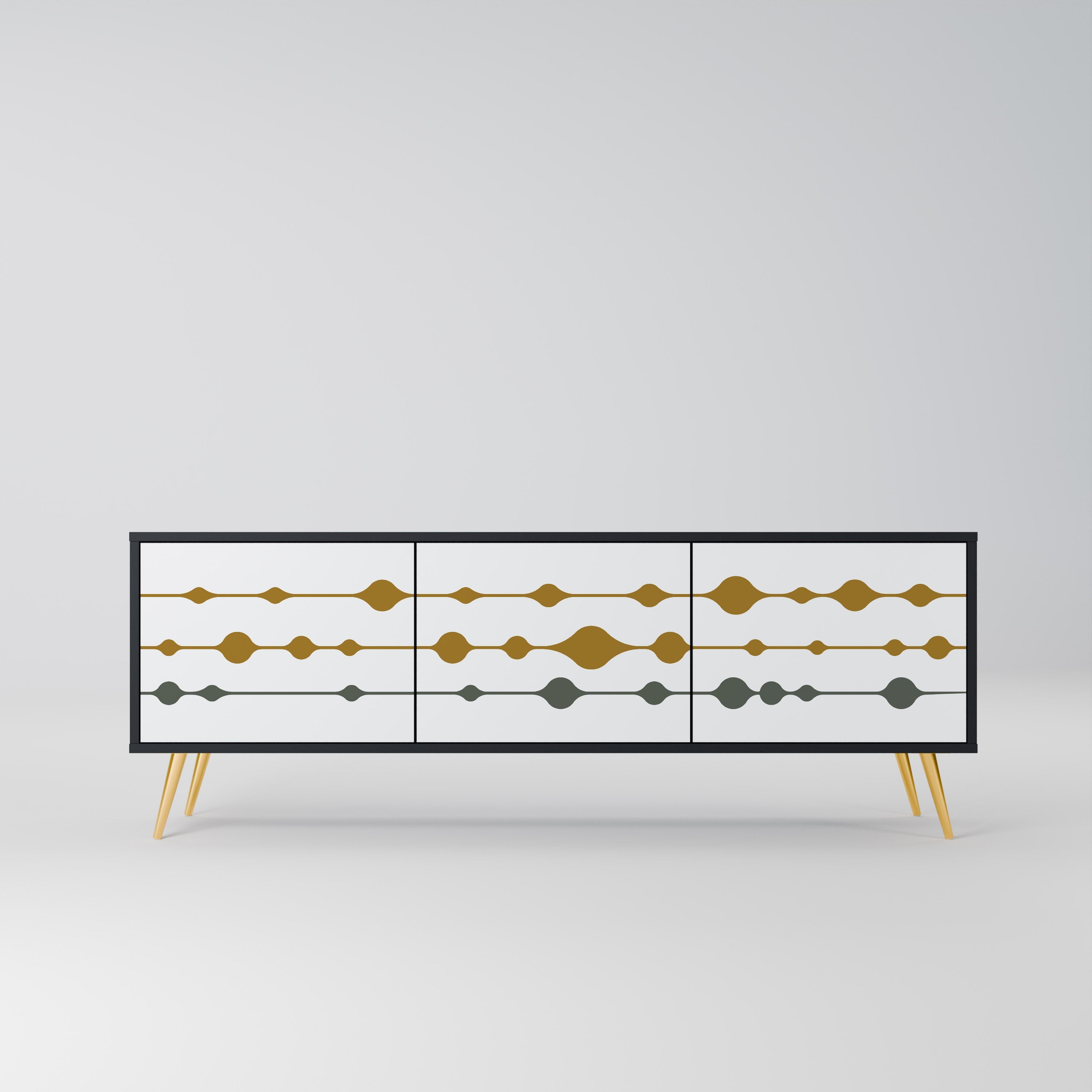 VIVID TONE Móvel de TV com 3 Portas em Acabamento Preto