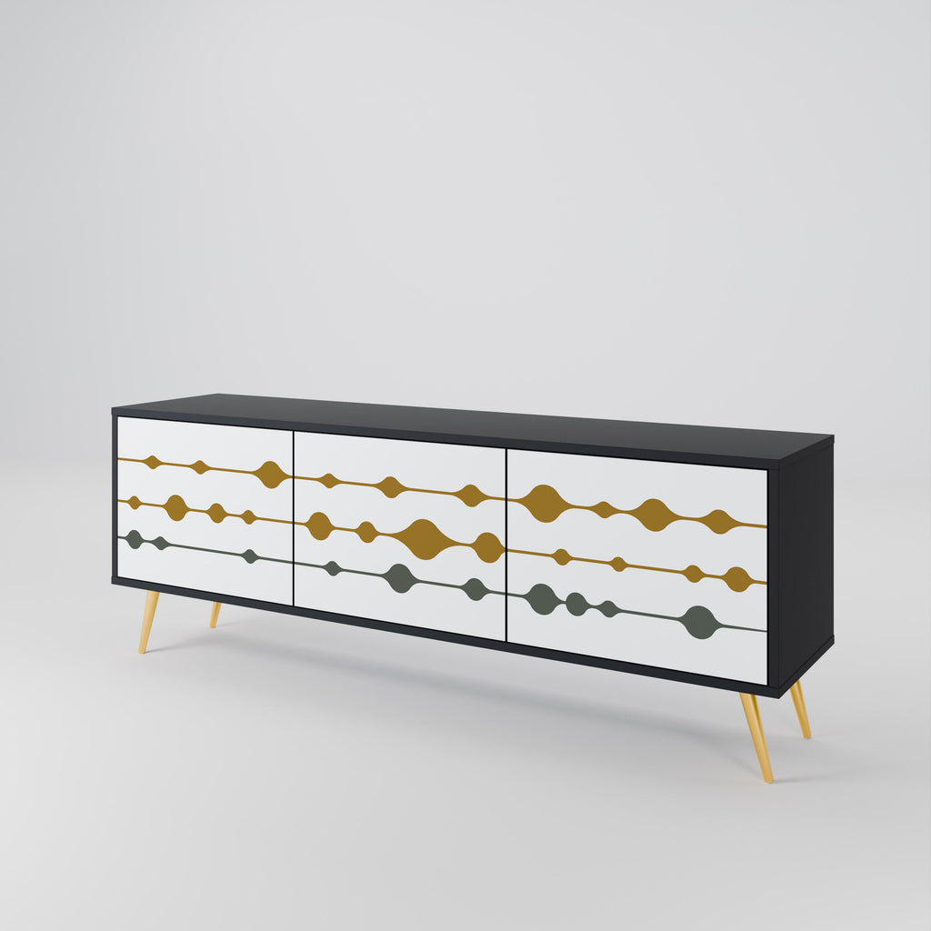 VIVID TONE Móvel de TV com 3 Portas em Acabamento Preto