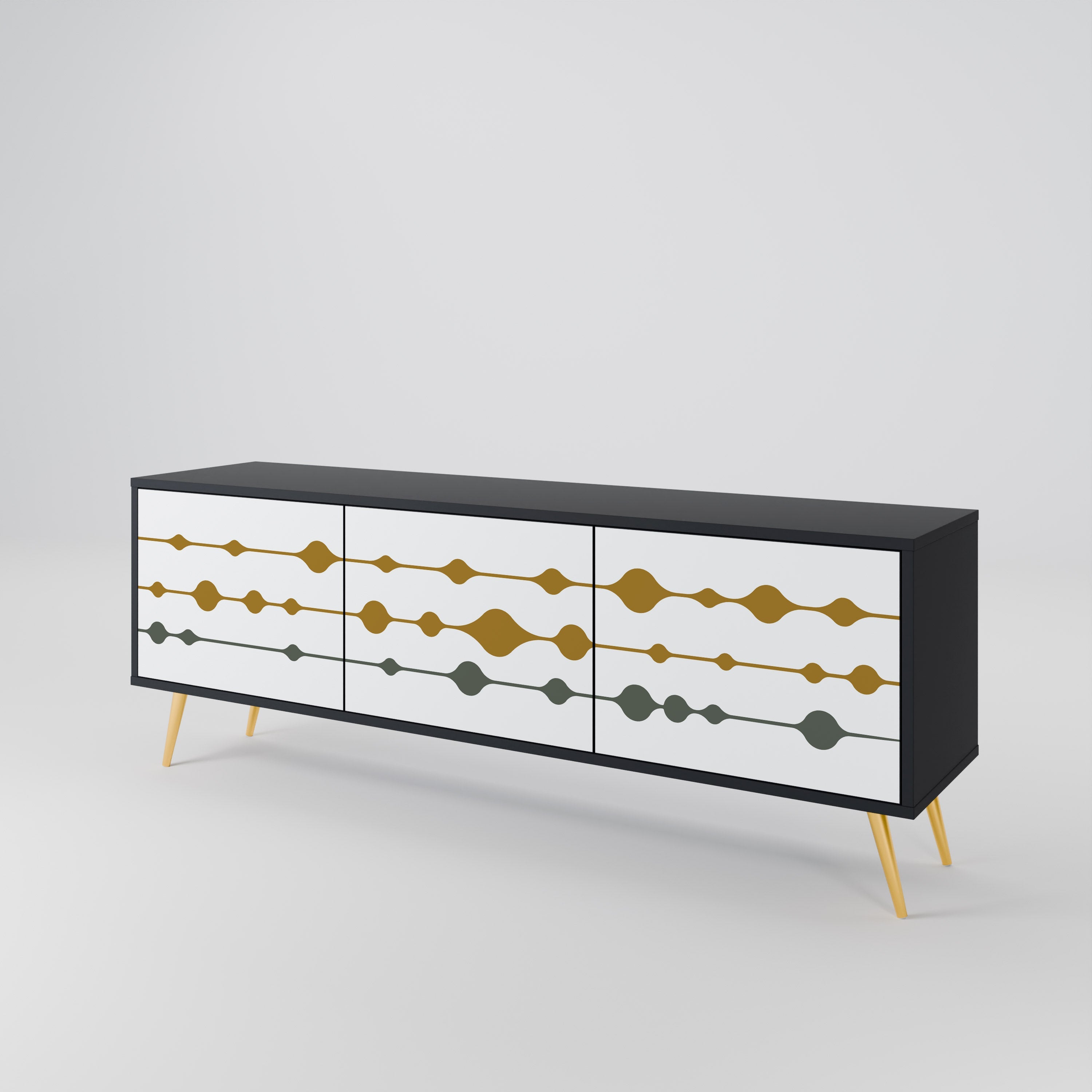 VIVID TONE Móvel de TV com 3 Portas em Acabamento Preto