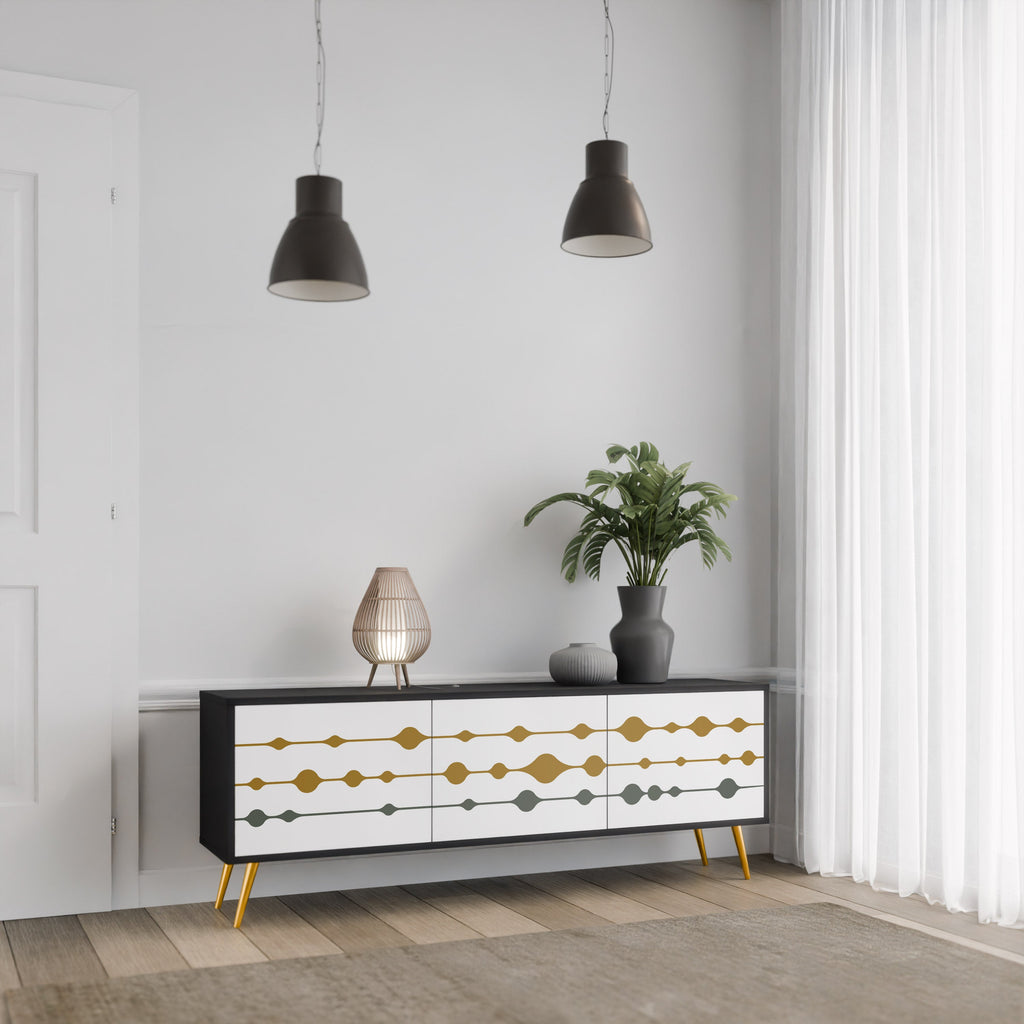 VIVID TONE Móvel de TV com 3 Portas em Acabamento Preto