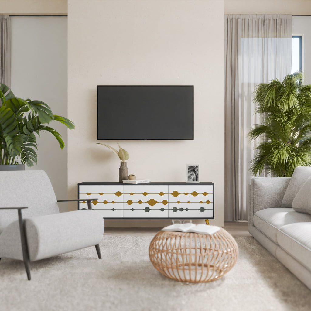 VIVID TONE Móvel de TV com 3 Portas em Acabamento Preto