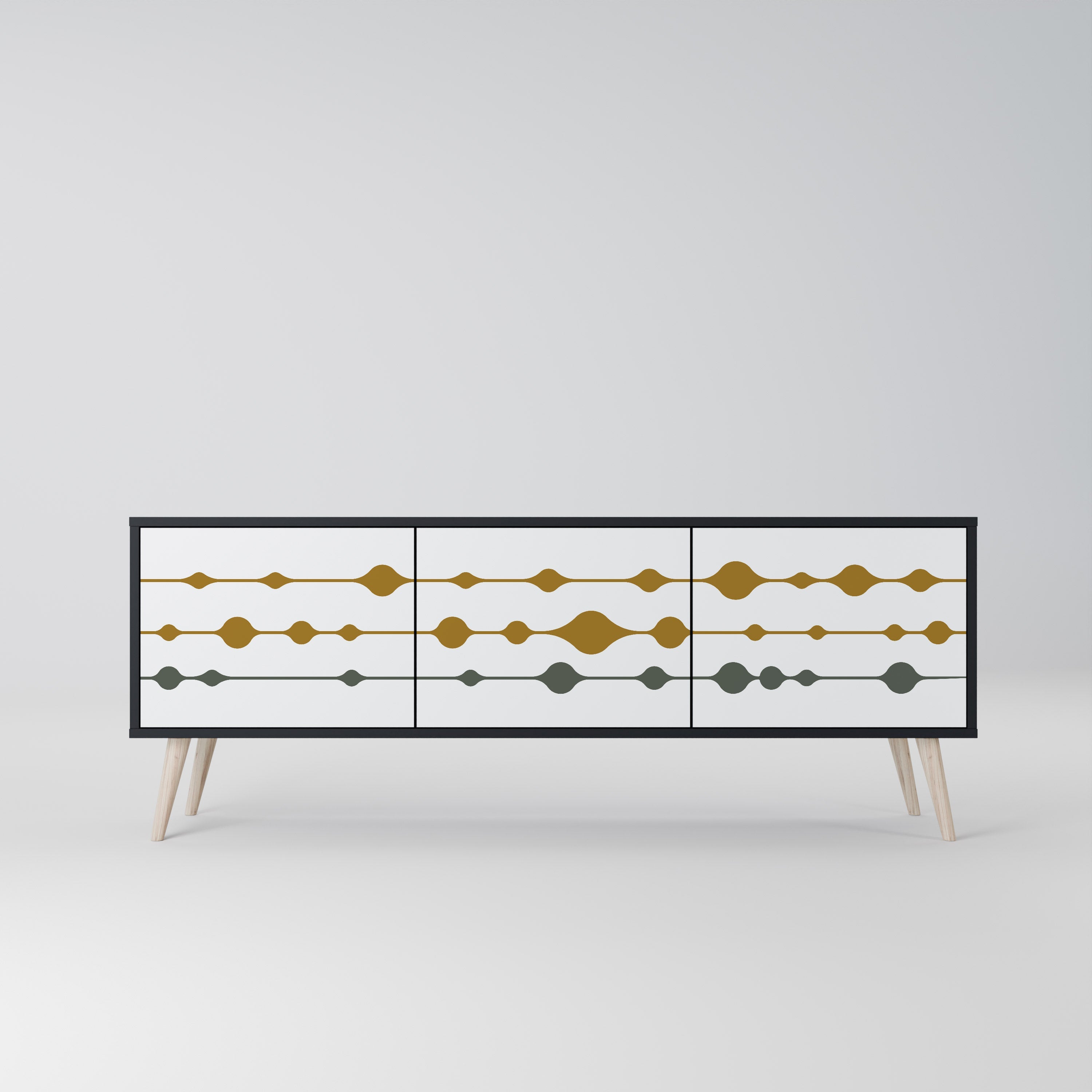 VIVID TONE Móvel de TV com 3 Portas em Acabamento Preto