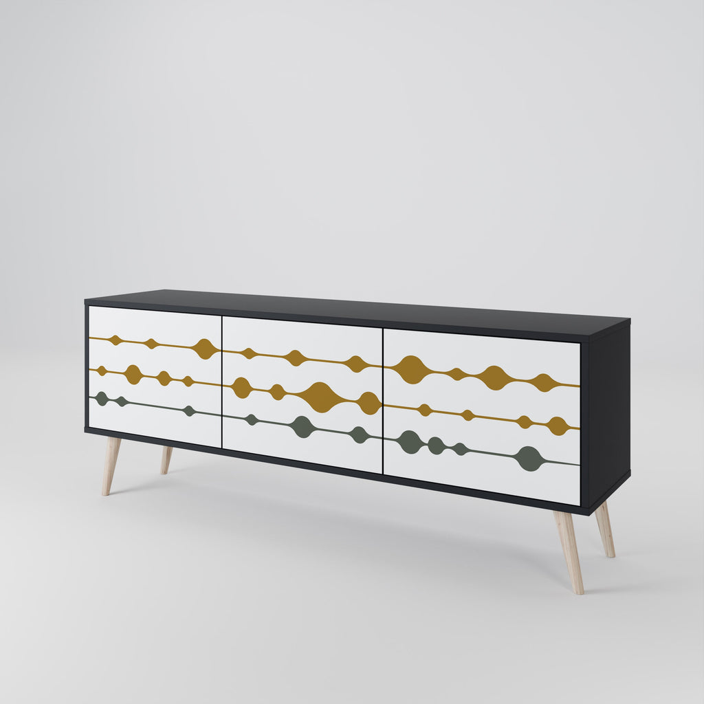 VIVID TONE Móvel de TV com 3 Portas em Acabamento Preto