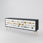 VIVID TONE Móvel de TV com 3 Portas em Acabamento Preto