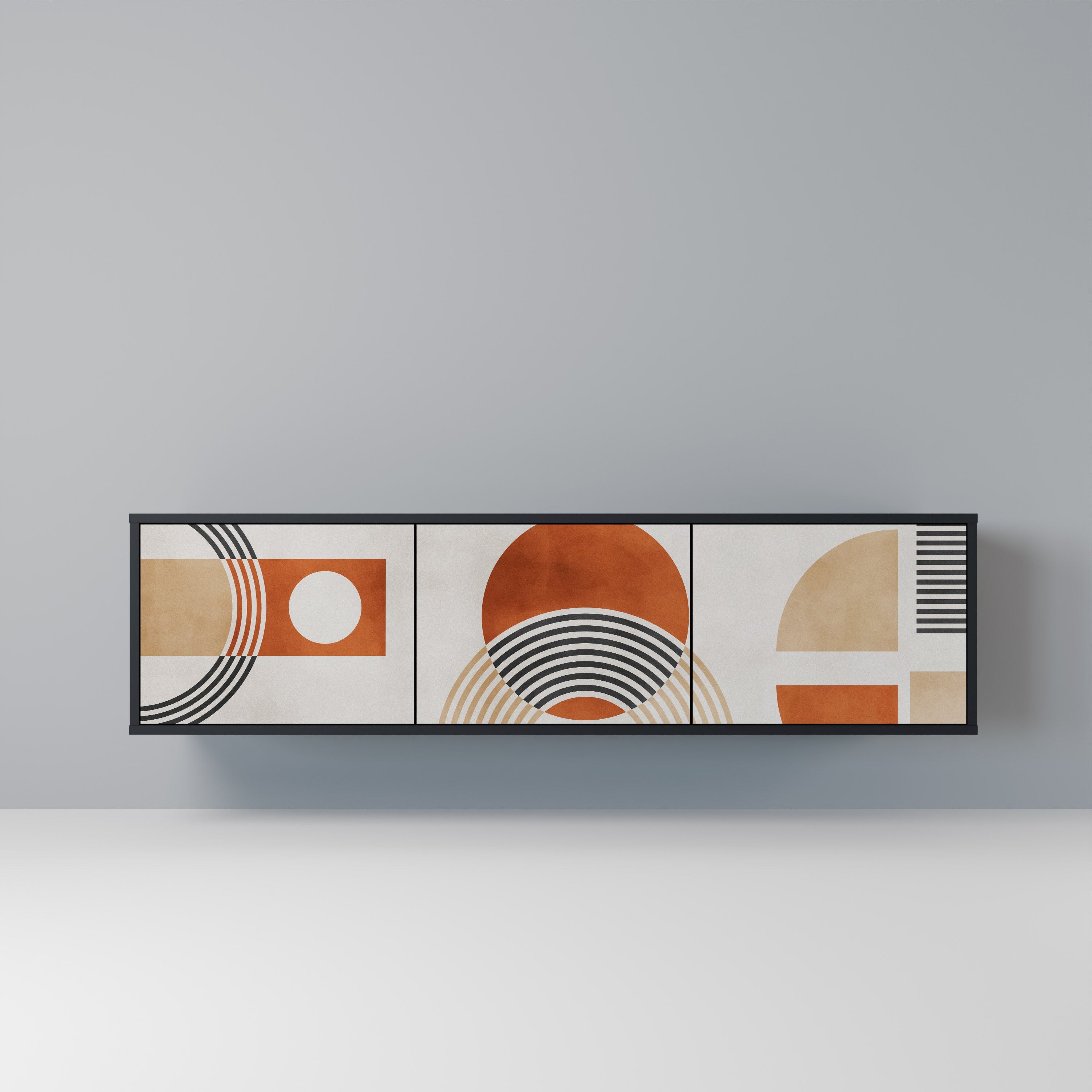 SPACE AROUND Móvel de TV com 3 Portas em Acabamento Preto