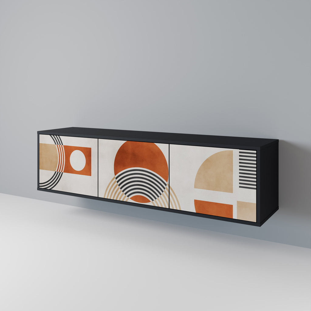 SPACE AROUND Móvel de TV com 3 Portas em Acabamento Preto