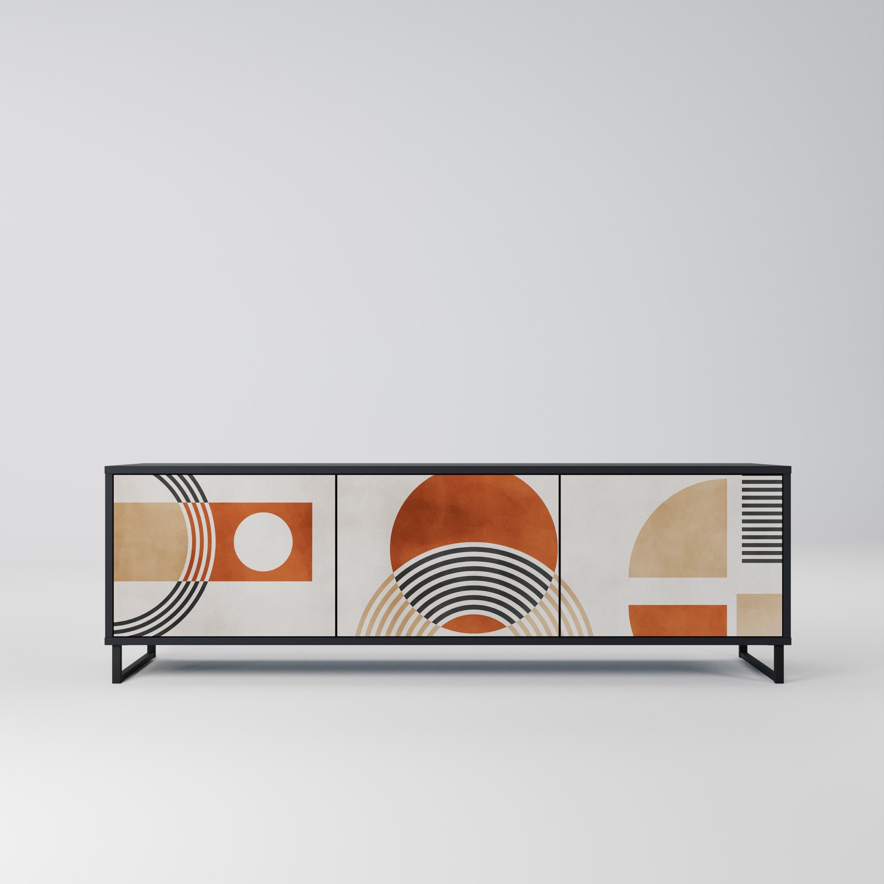 SPACE AROUND Móvel de TV com 3 Portas em Acabamento Preto