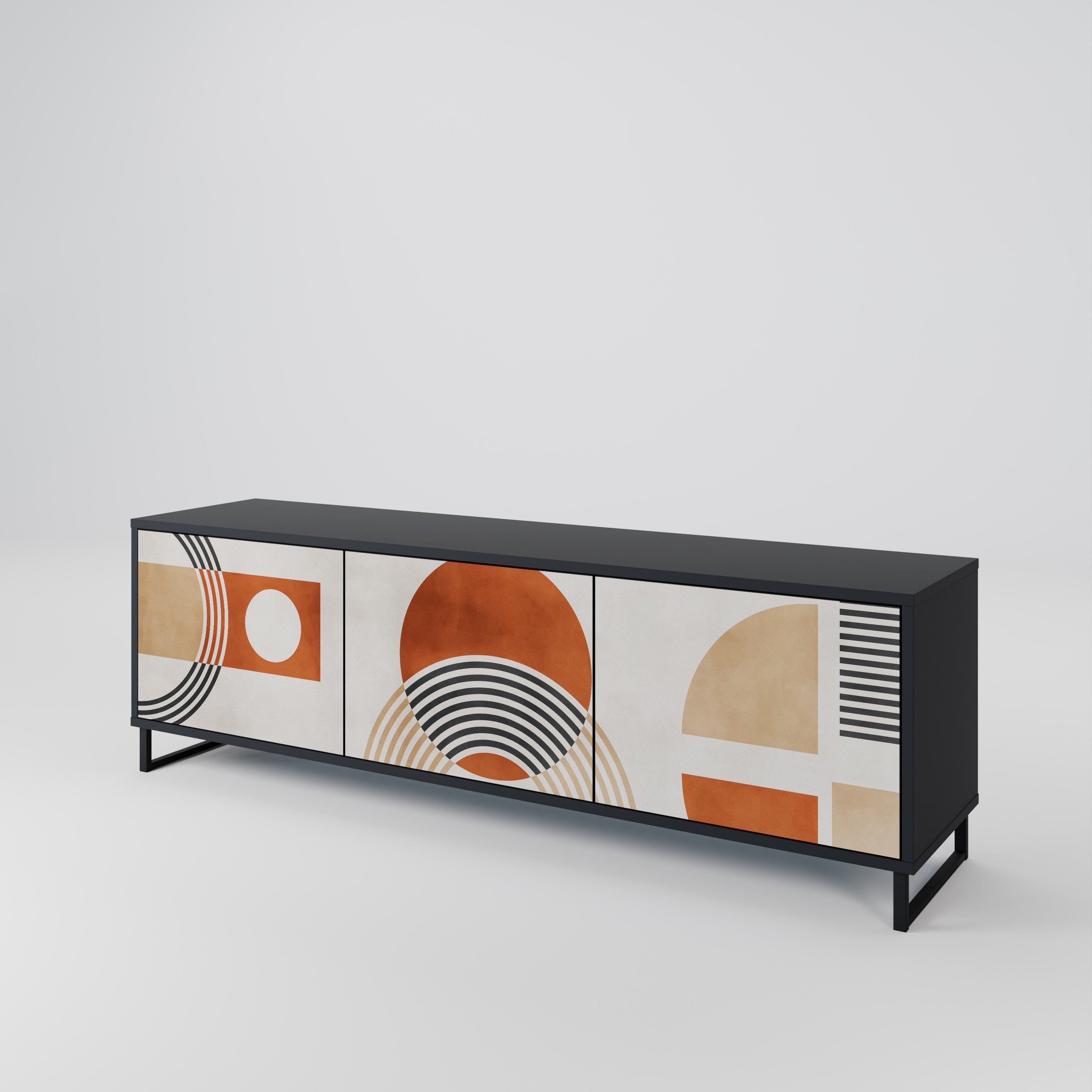 SPACE AROUND Móvel de TV com 3 Portas em Acabamento Preto