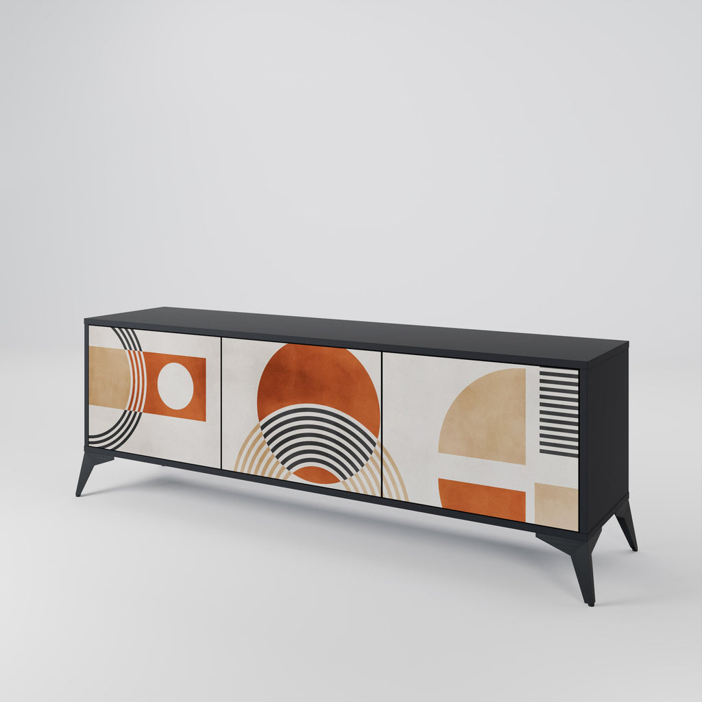 SPACE AROUND Móvel de TV com 3 Portas em Acabamento Preto