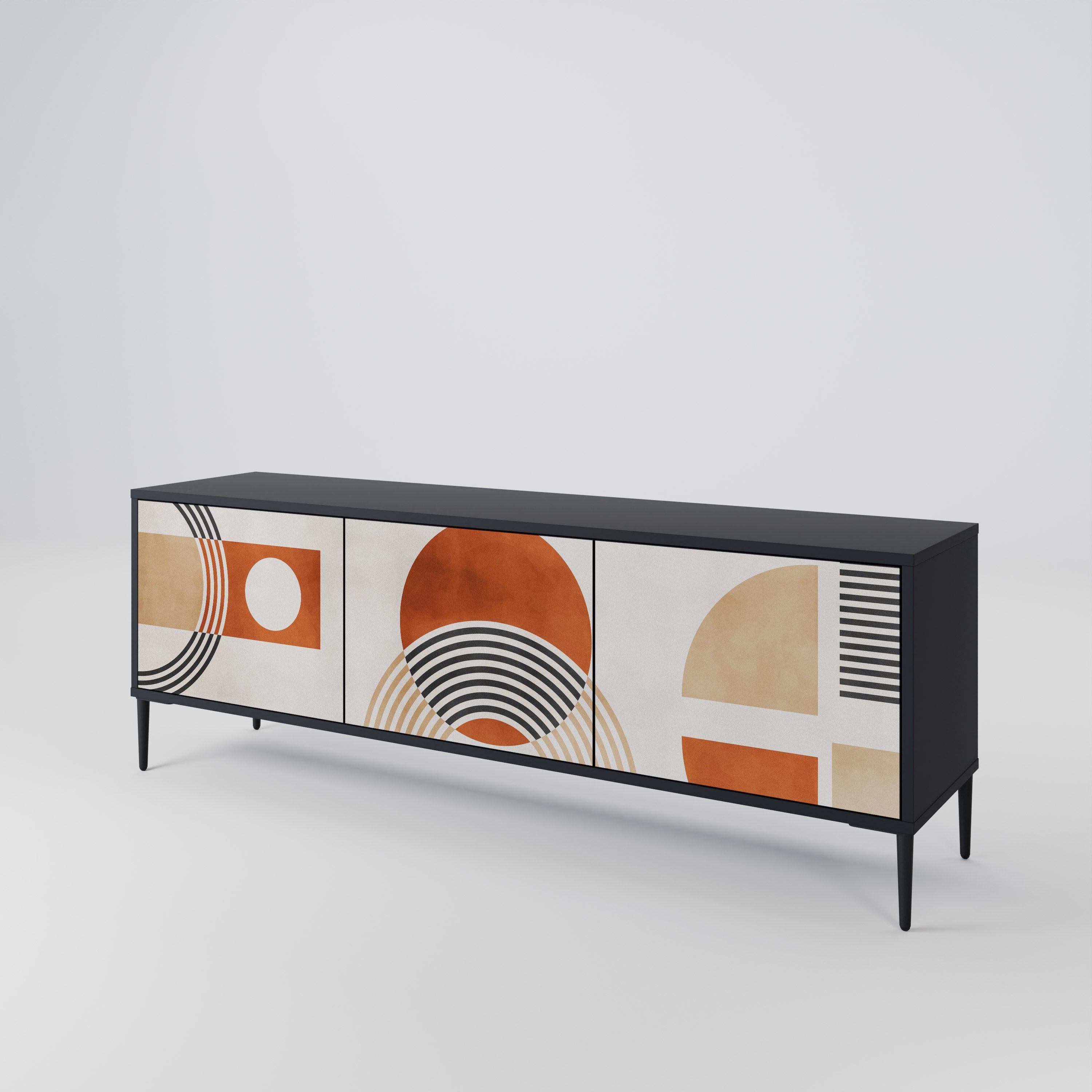 SPACE AROUND Móvel de TV com 3 Portas em Acabamento Preto