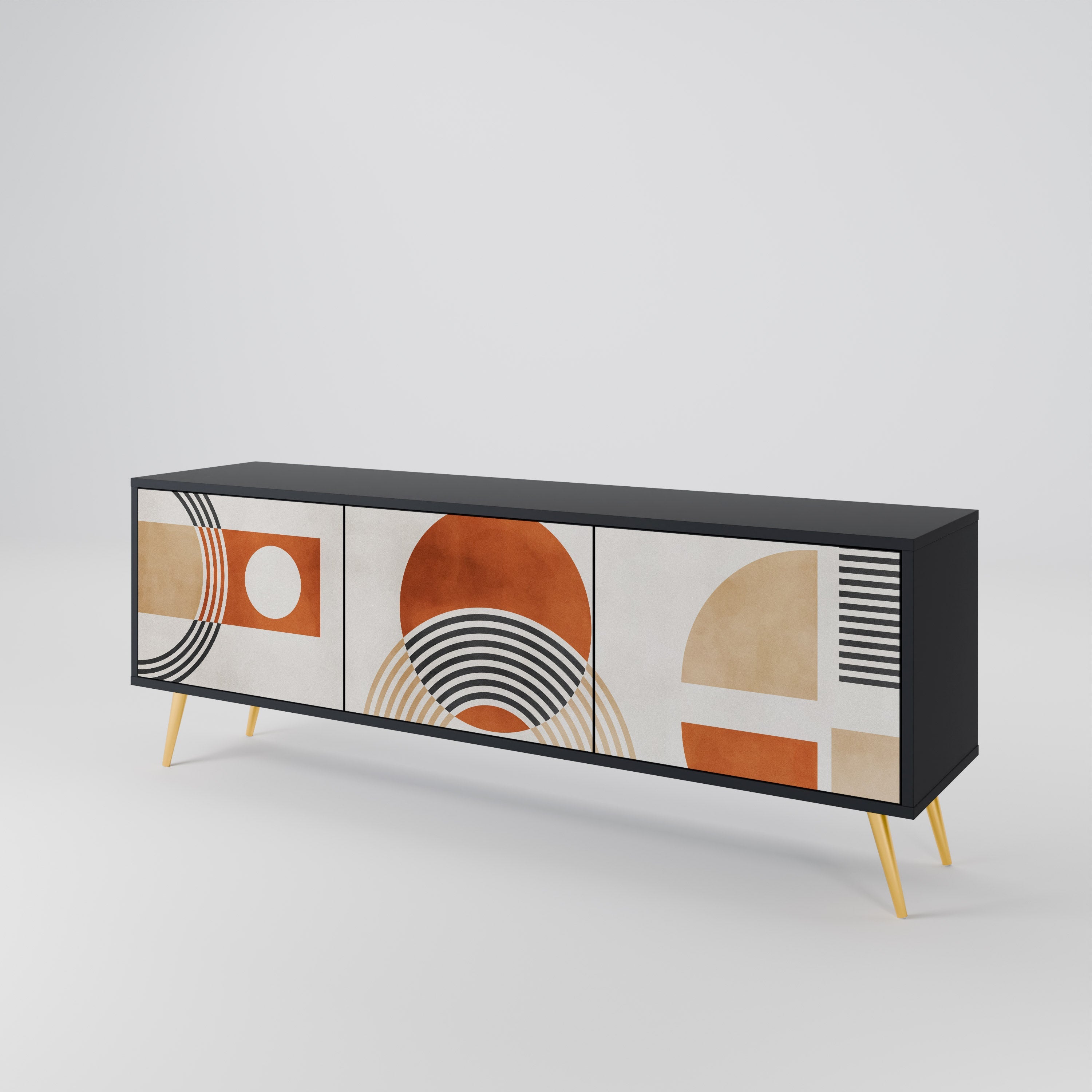 SPACE AROUND Móvel de TV com 3 Portas em Acabamento Preto