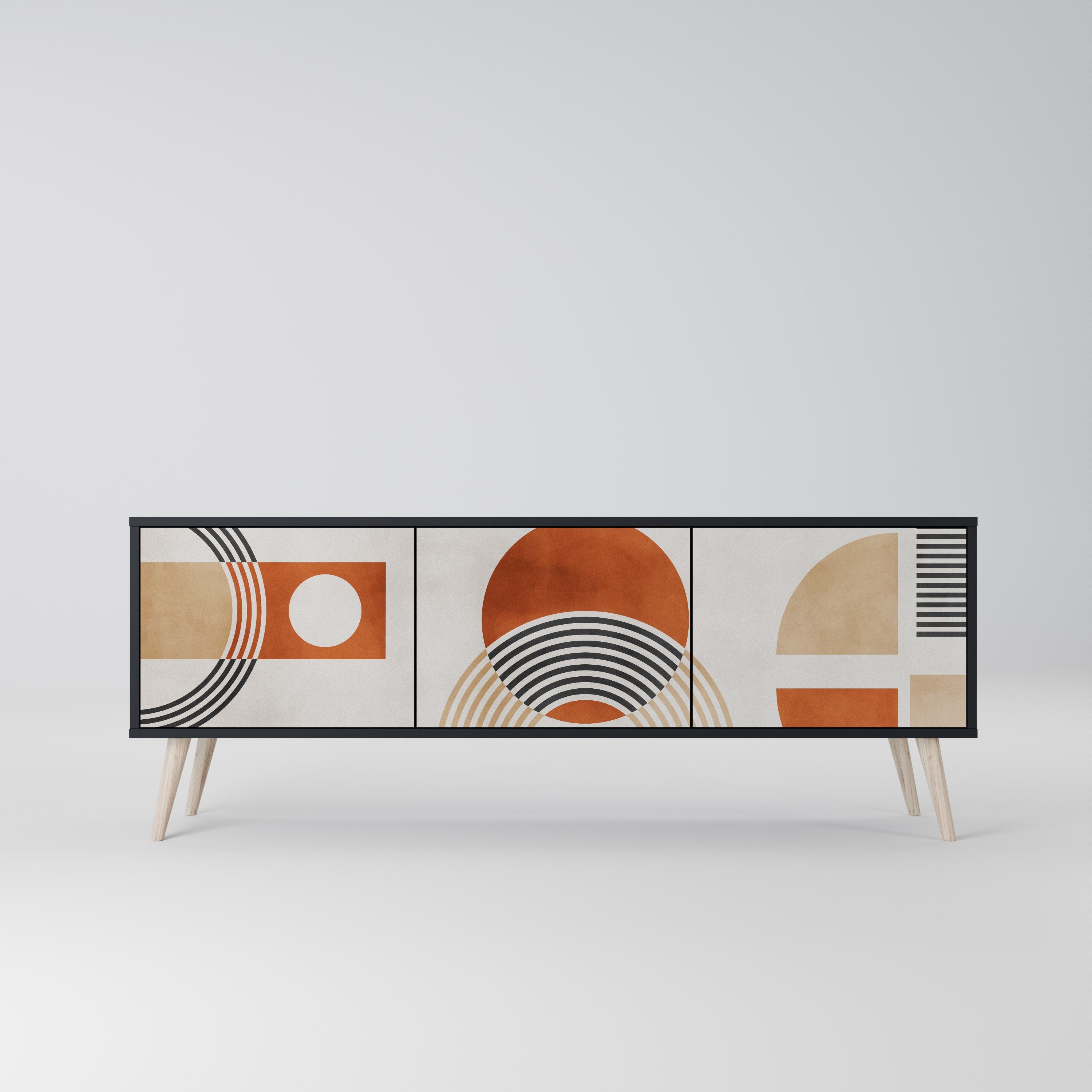 SPACE AROUND Móvel de TV com 3 Portas em Acabamento Preto