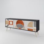 SPACE AROUND Móvel de TV com 3 Portas em Acabamento Preto