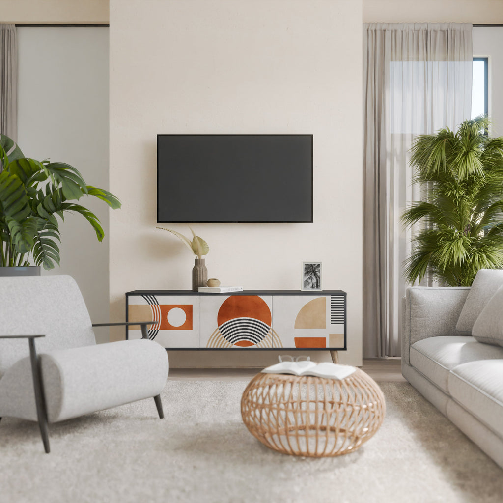 SPACE AROUND Móvel de TV com 3 Portas em Acabamento Preto