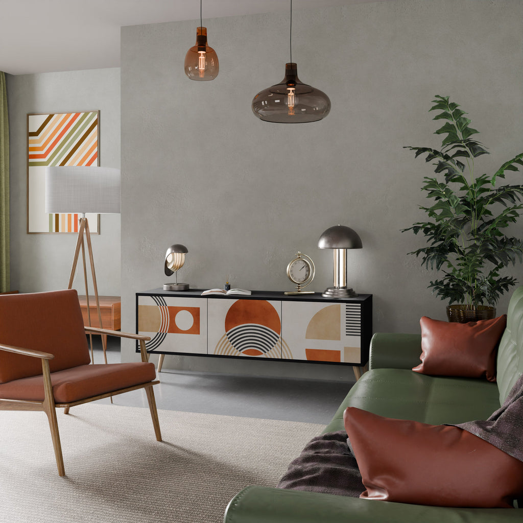 SPACE AROUND Móvel de TV com 3 Portas em Acabamento Preto