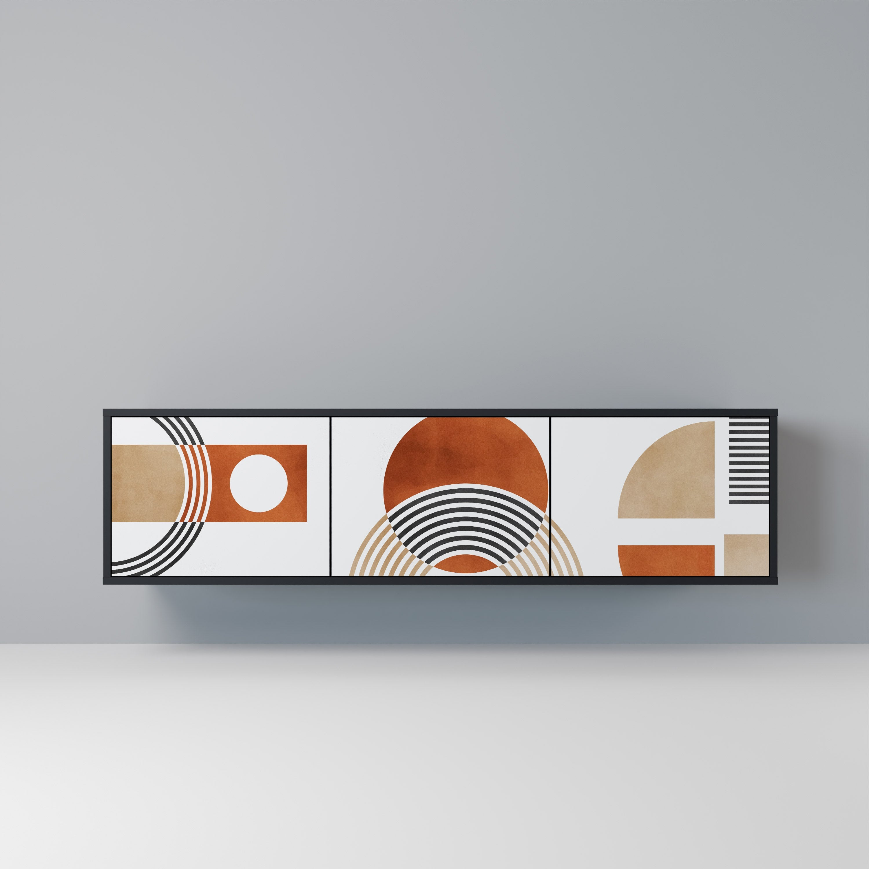 CIRCLE RHYTM Móvel de TV com 3 Portas em Acabamento Preto