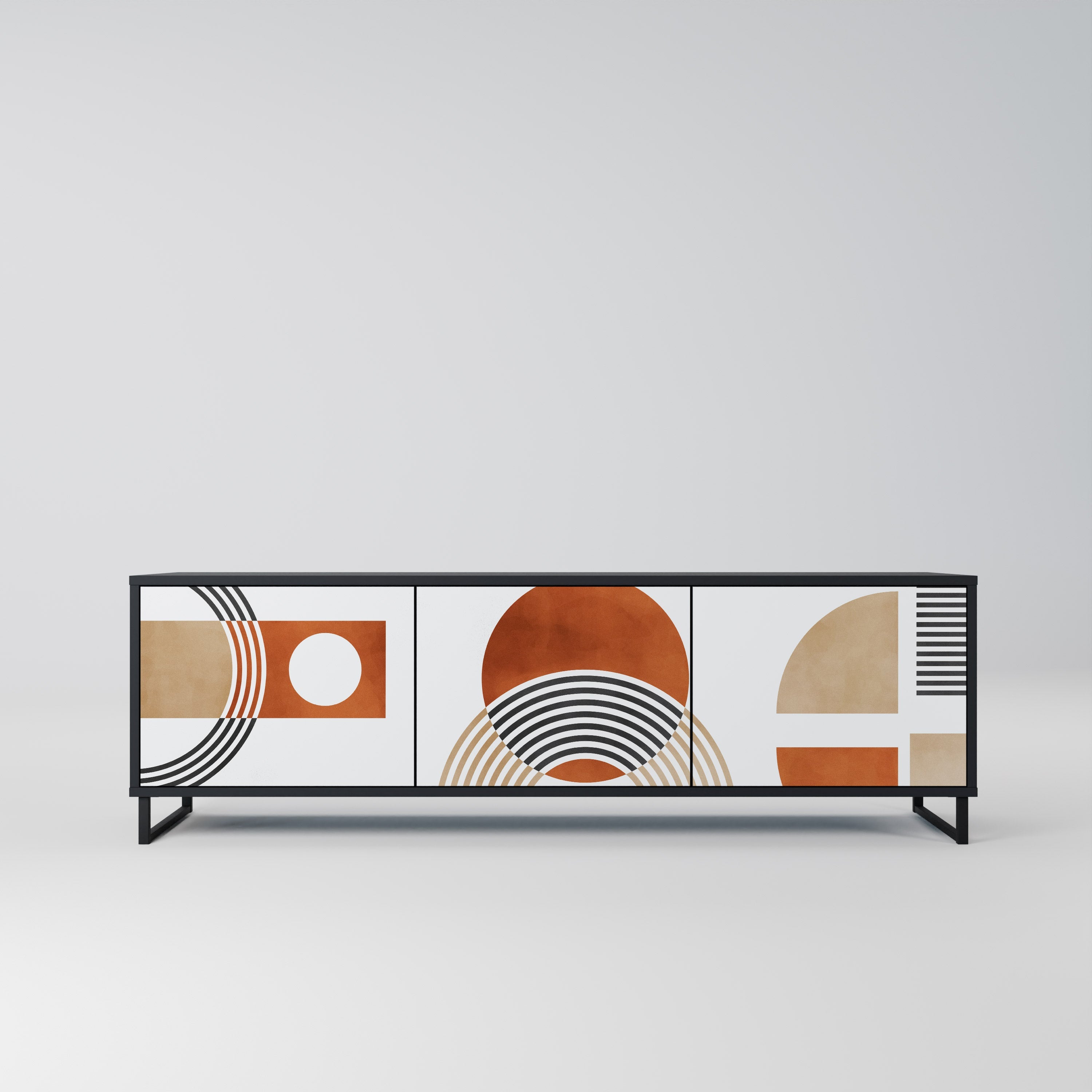 CIRCLE RHYTM Móvel de TV com 3 Portas em Acabamento Preto