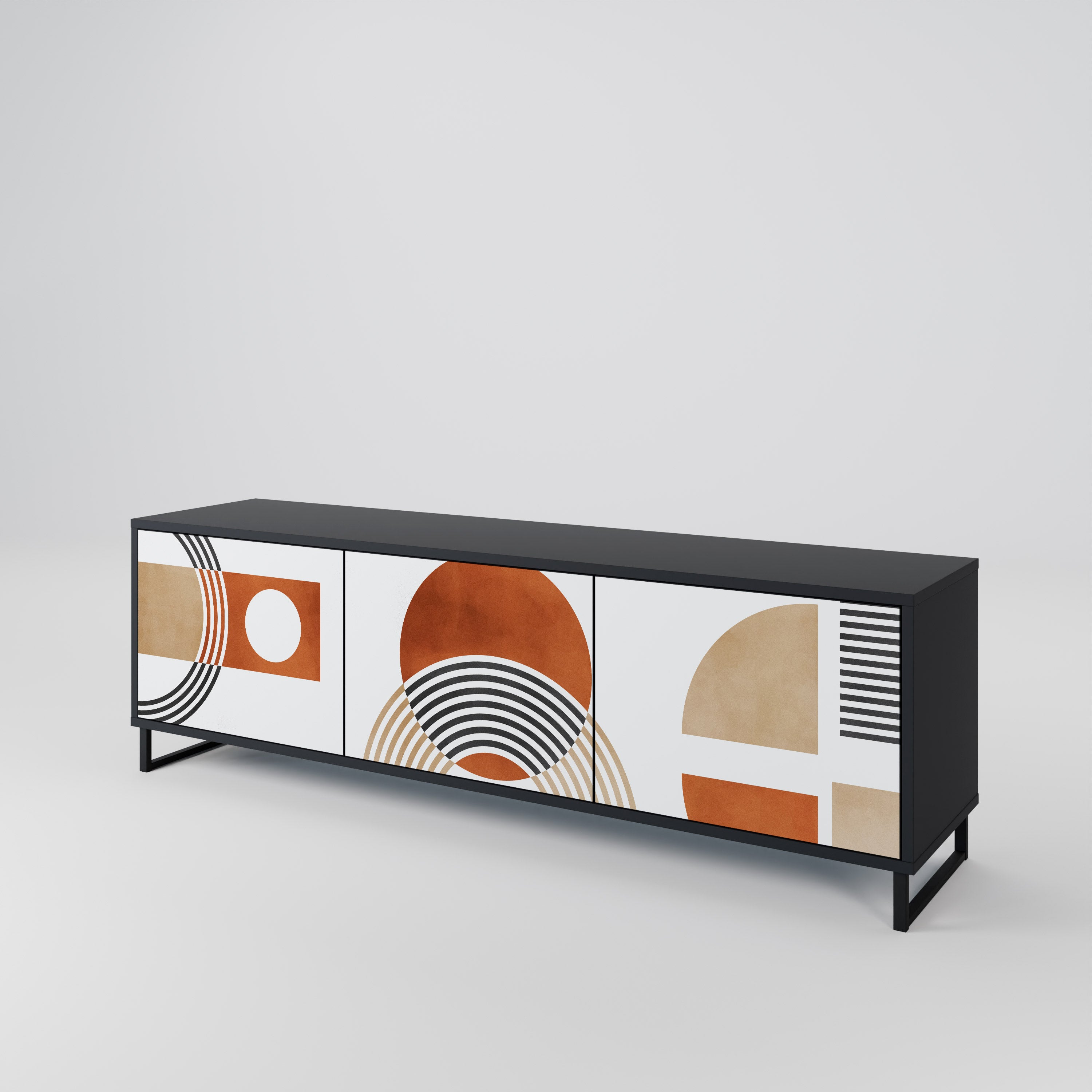 CIRCLE RHYTM Móvel de TV com 3 Portas em Acabamento Preto