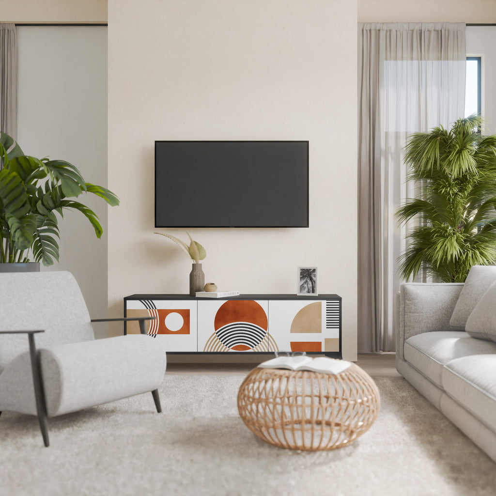 CIRCLE RHYTM Móvel de TV com 3 Portas em Acabamento Preto