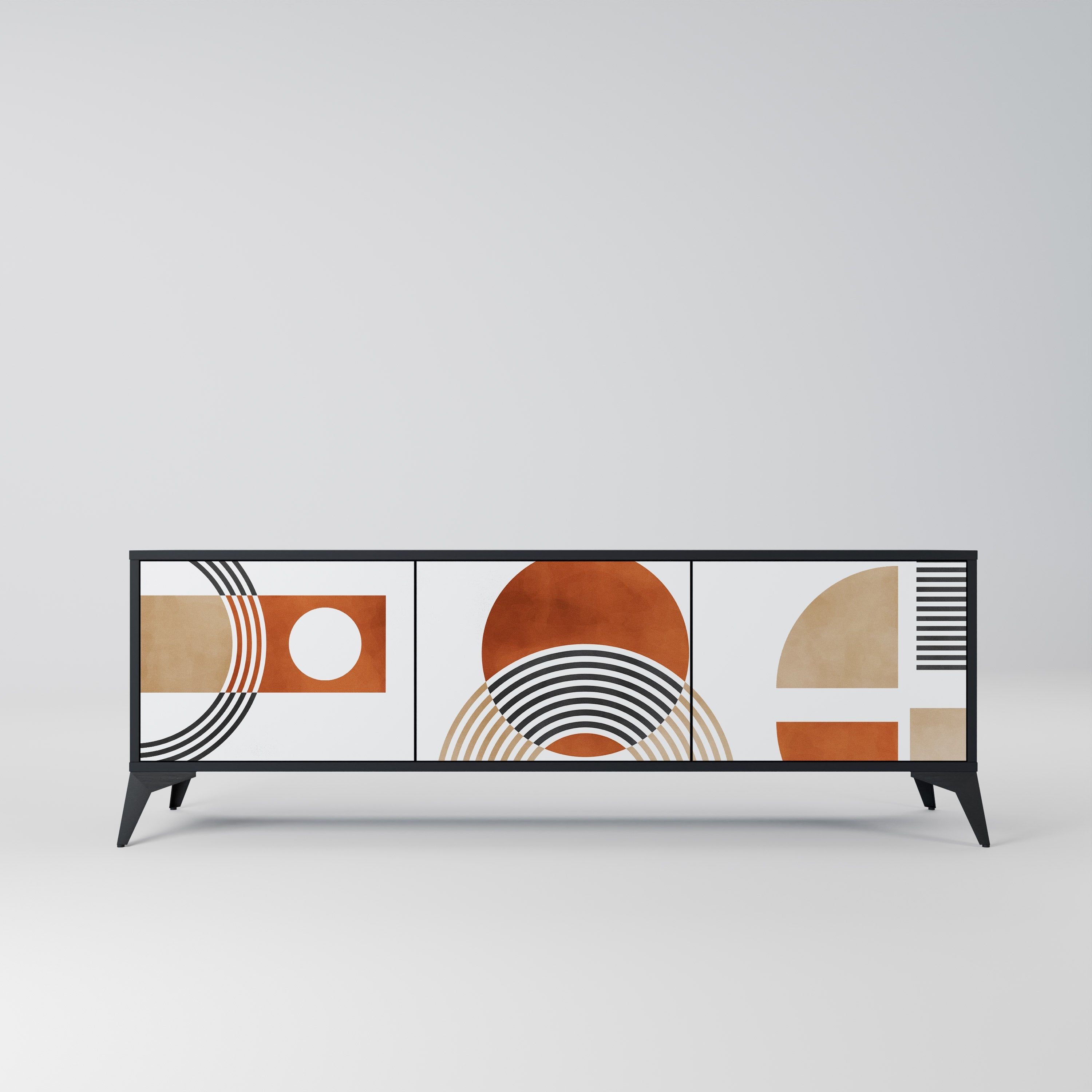 CIRCLE RHYTM Móvel de TV com 3 Portas em Acabamento Preto