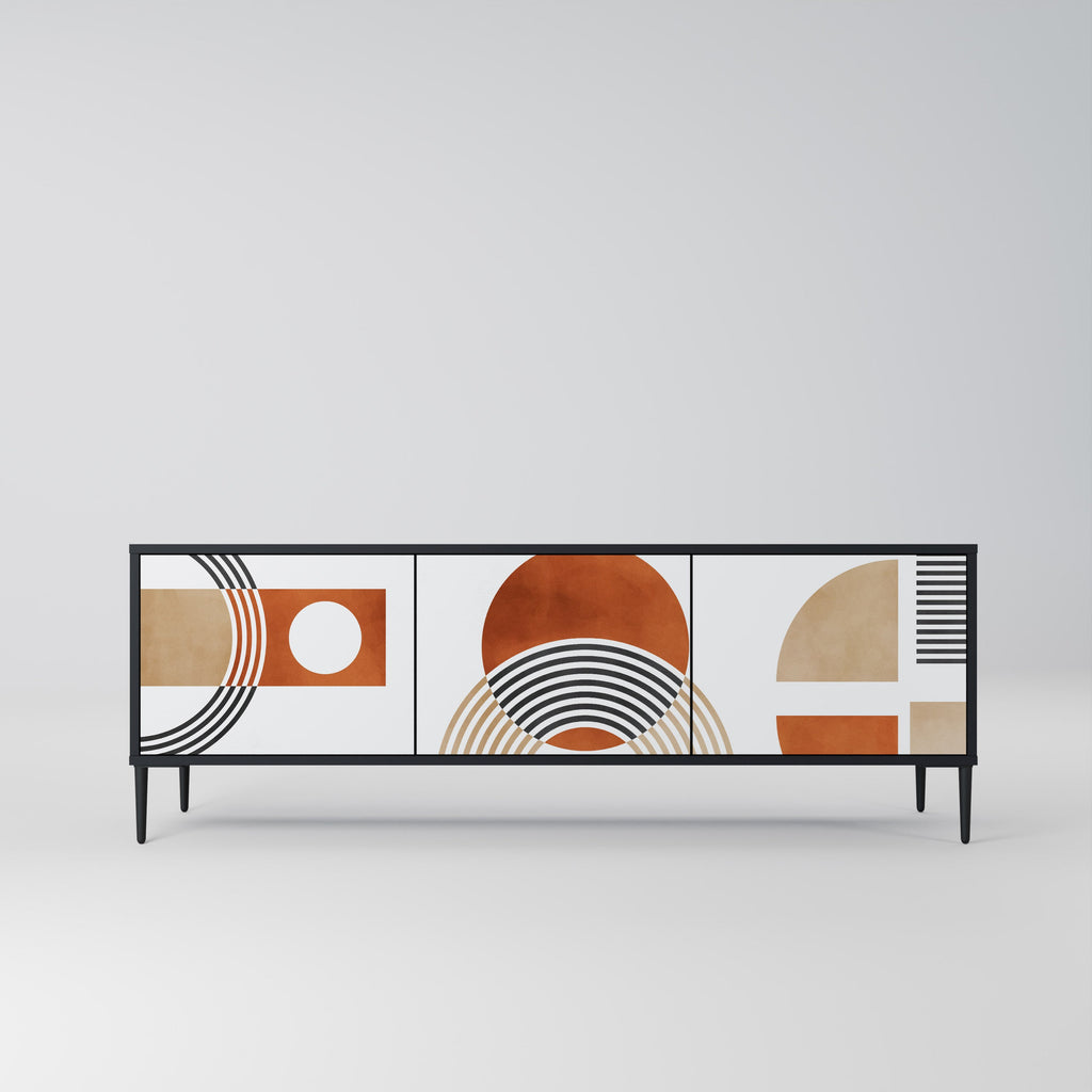 CIRCLE RHYTM Móvel de TV com 3 Portas em Acabamento Preto