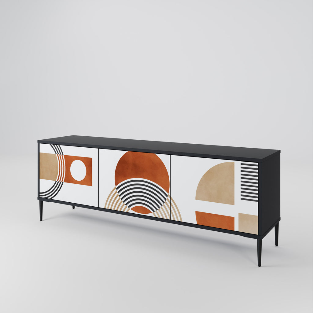 CIRCLE RHYTM Móvel de TV com 3 Portas em Acabamento Preto