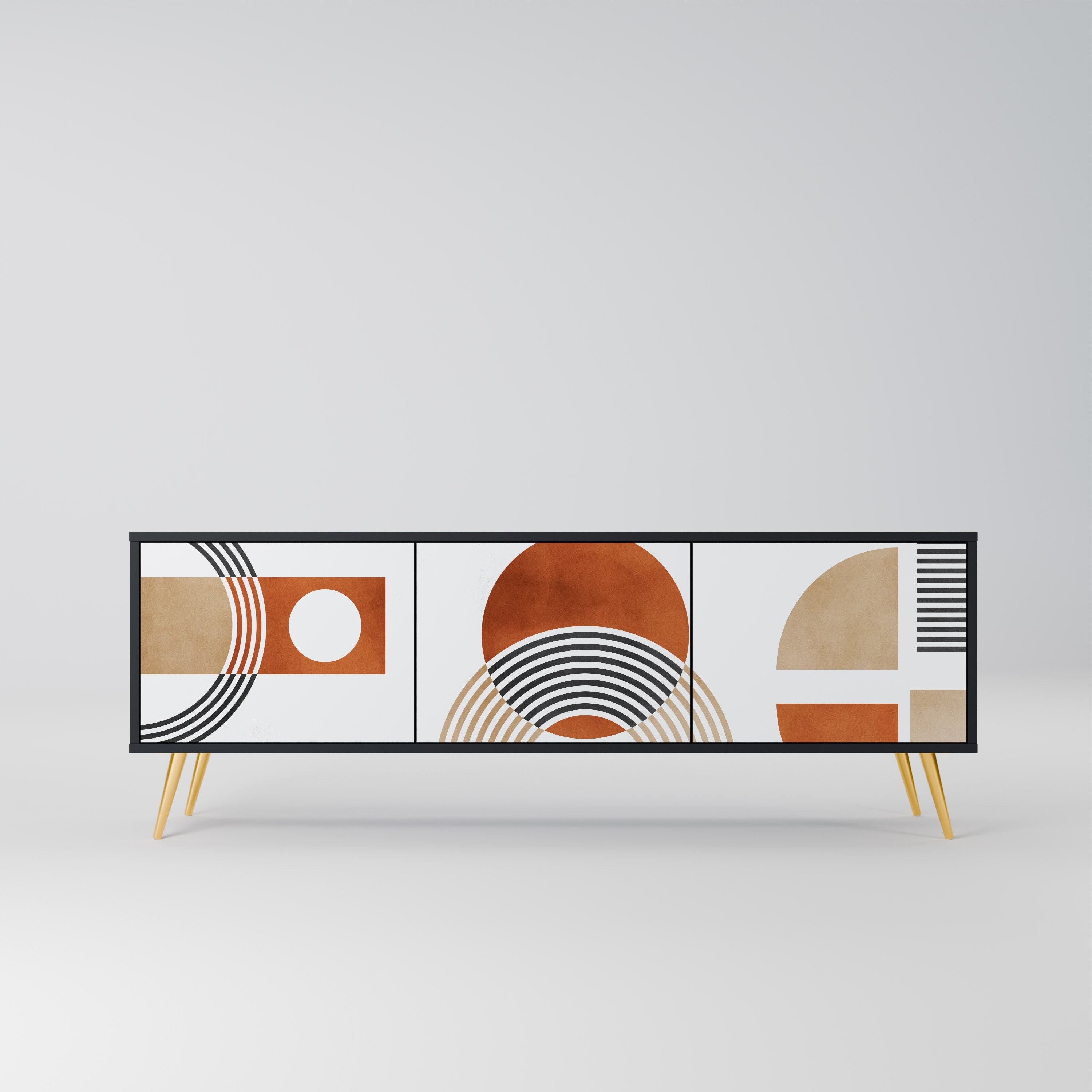 CIRCLE RHYTM Móvel de TV com 3 Portas em Acabamento Preto