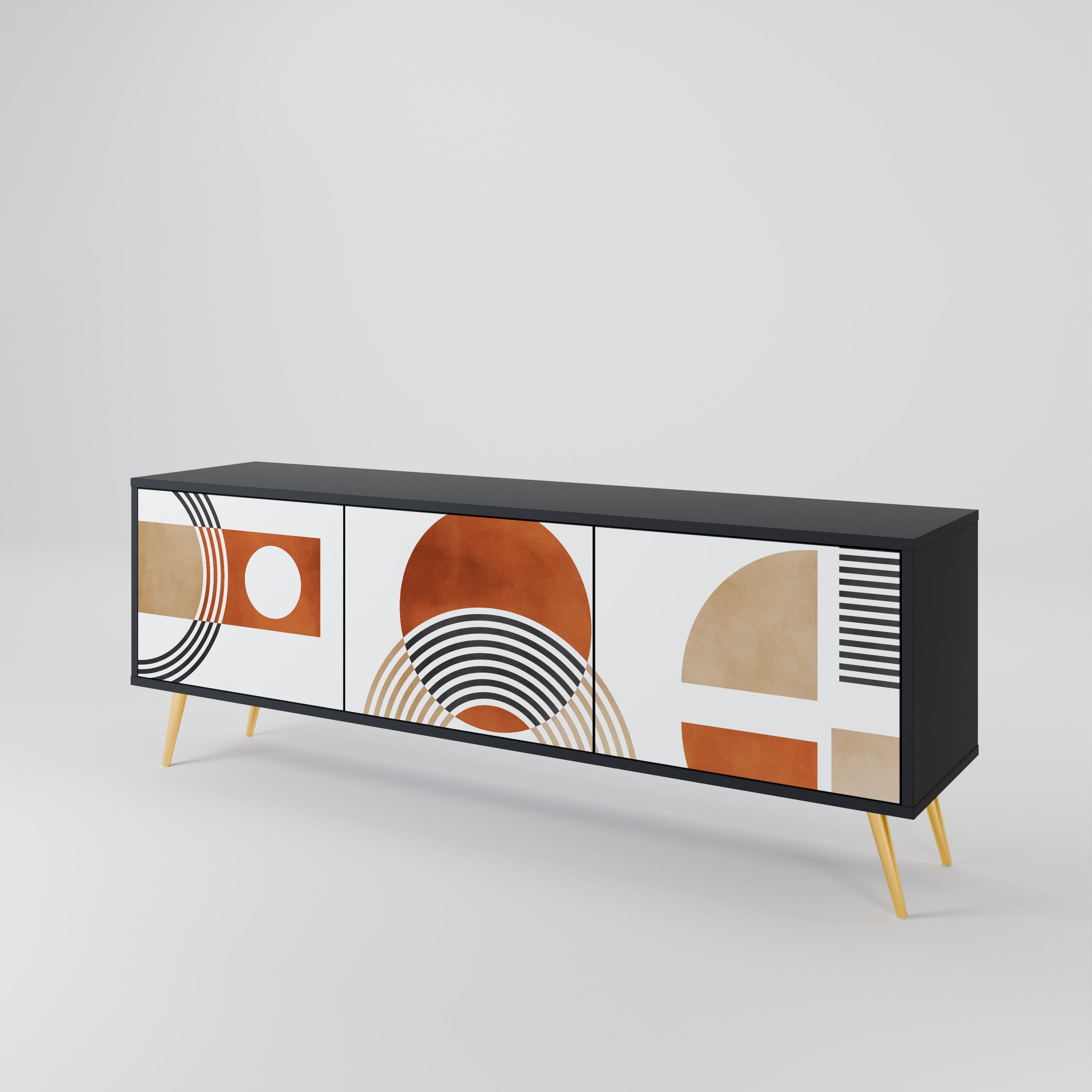 CIRCLE RHYTM Móvel de TV com 3 Portas em Acabamento Preto