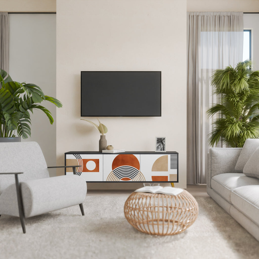 CIRCLE RHYTM Móvel de TV com 3 Portas em Acabamento Preto