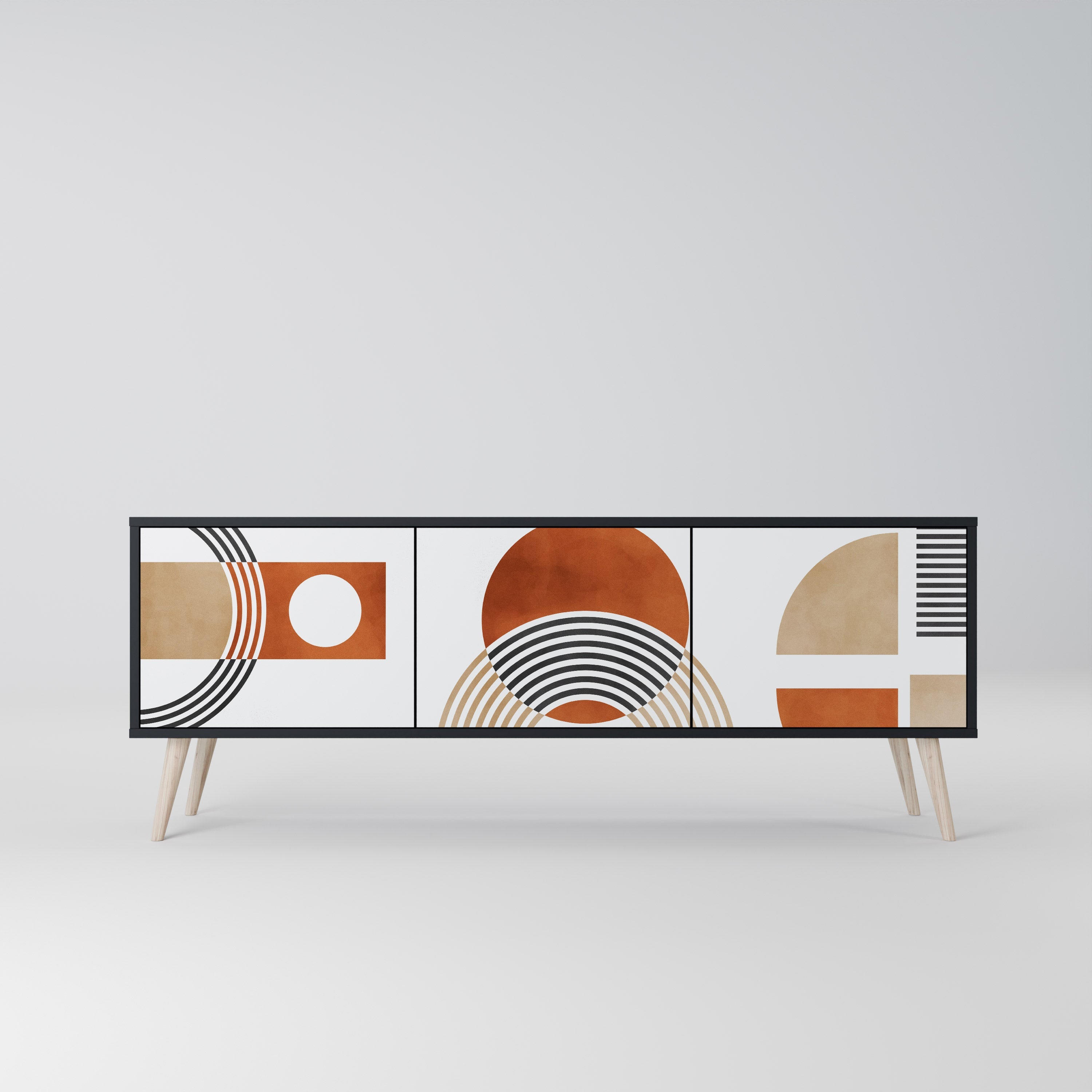 CIRCLE RHYTM Móvel de TV com 3 Portas em Acabamento Preto