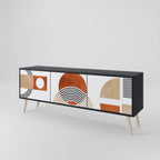 CIRCLE RHYTM Móvel de TV com 3 Portas em Acabamento Preto