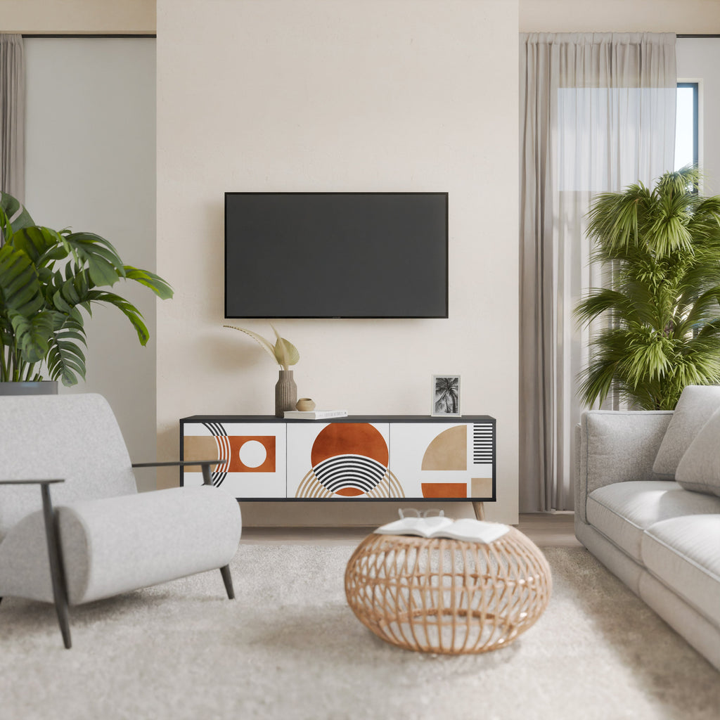 CIRCLE RHYTM Móvel de TV com 3 Portas em Acabamento Preto