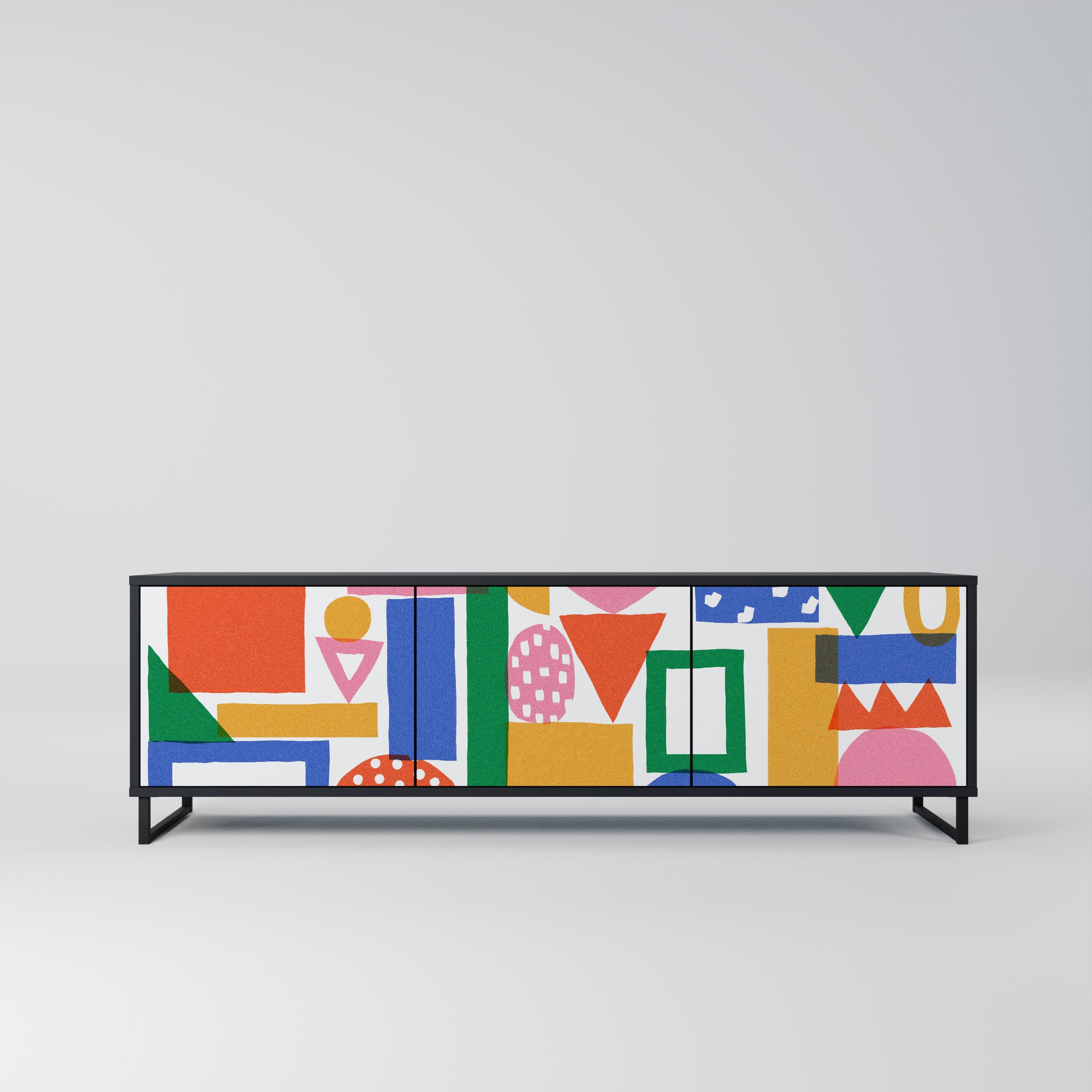 GEOMETRIC GLIMMER Móvel de TV com 3 Portas em Acabamento Preto