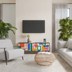 GEOMETRIC GLIMMER 3-Door TV Stand in Black Finish