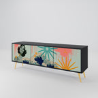 KANAGAWA BEAUTY Móvel de TV com 3 Portas em Acabamento Preto