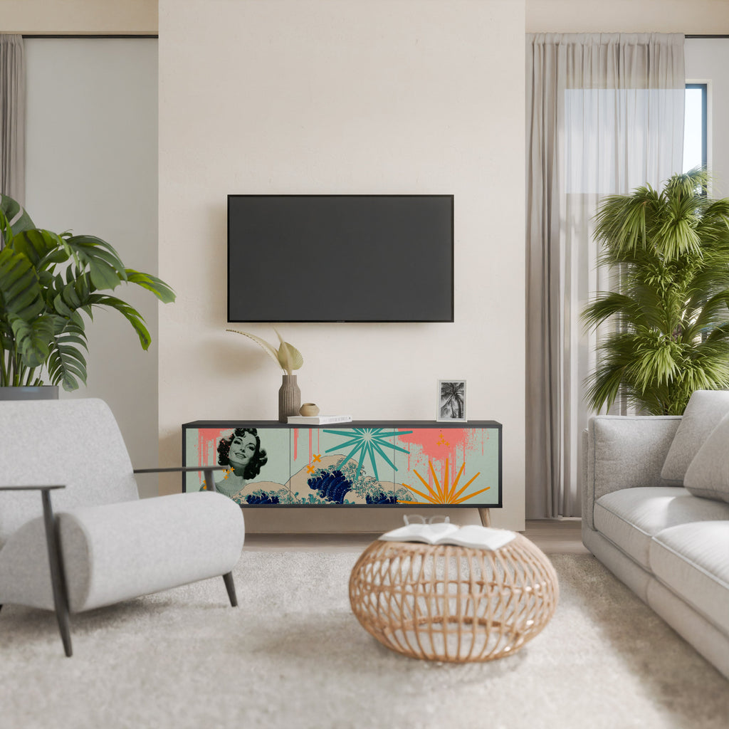 KANAGAWA BEAUTY Móvel de TV com 3 Portas em Acabamento Preto