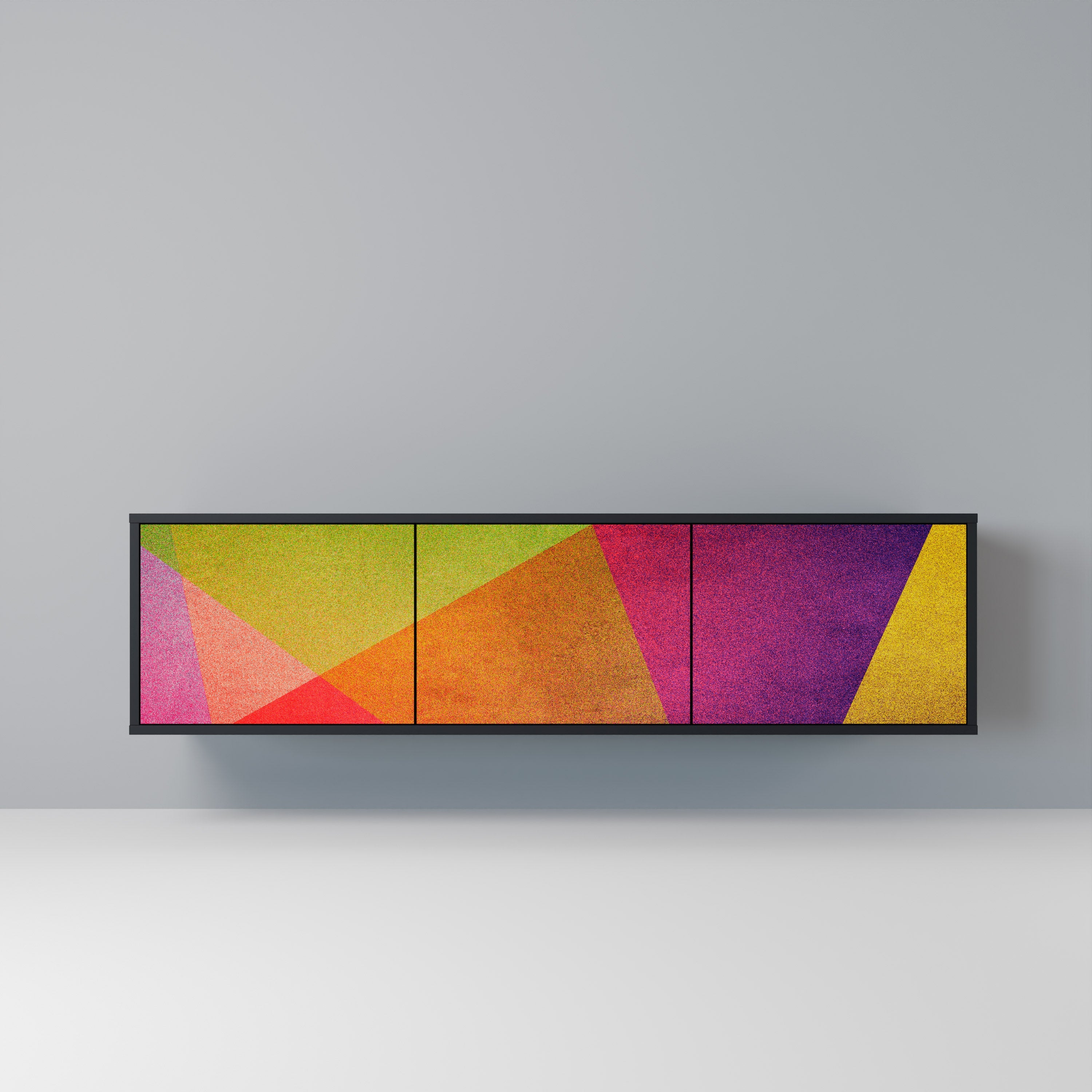 VIVID GEOMETRY Móvel de TV com 3 Portas em Acabamento Preto