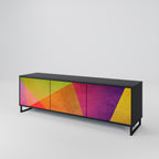 VIVID GEOMETRY 3-Door TV Stand in Black Finish