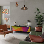 VIVID GEOMETRY 3-Door TV Stand in Black Finish