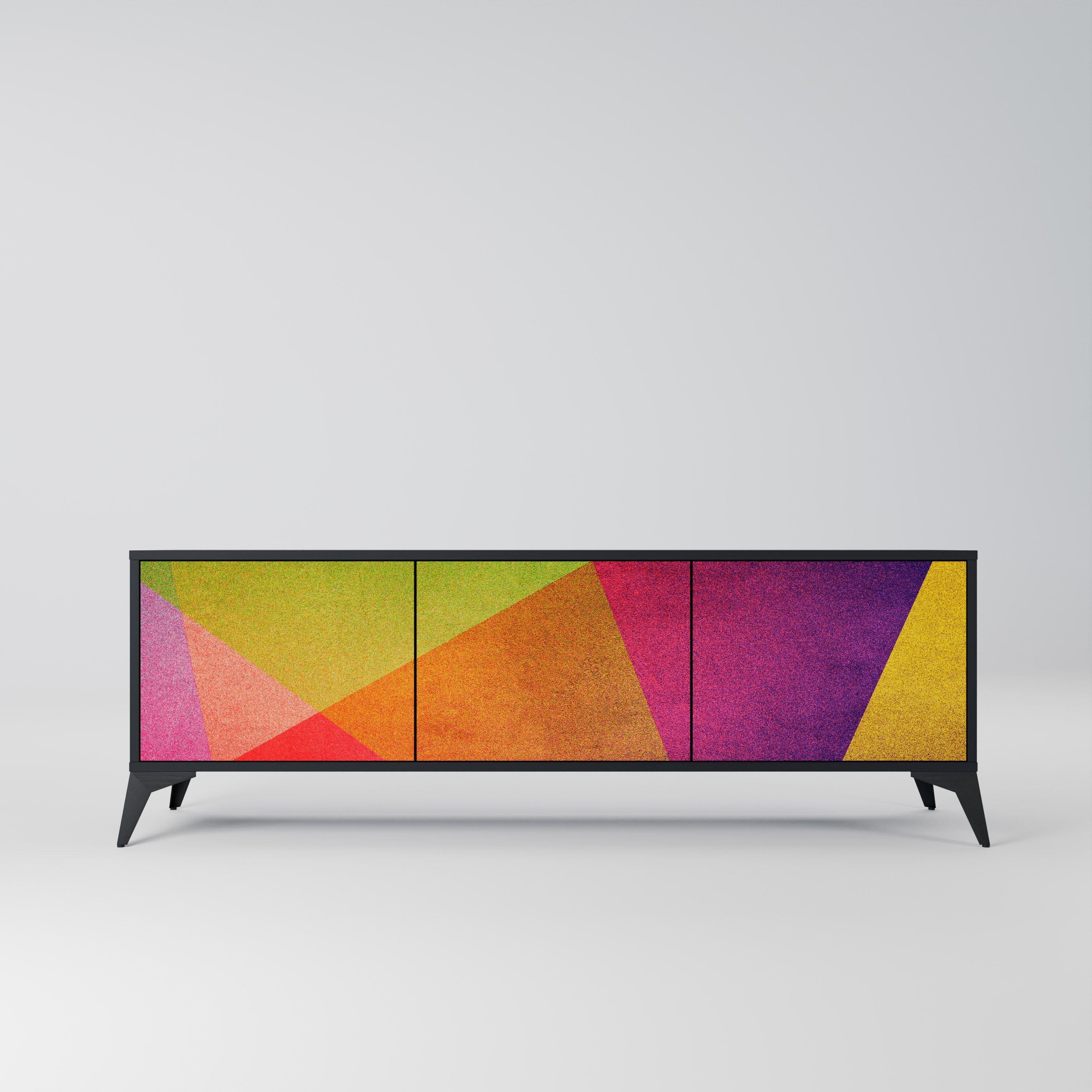 VIVID GEOMETRY Móvel de TV com 3 Portas em Acabamento Preto