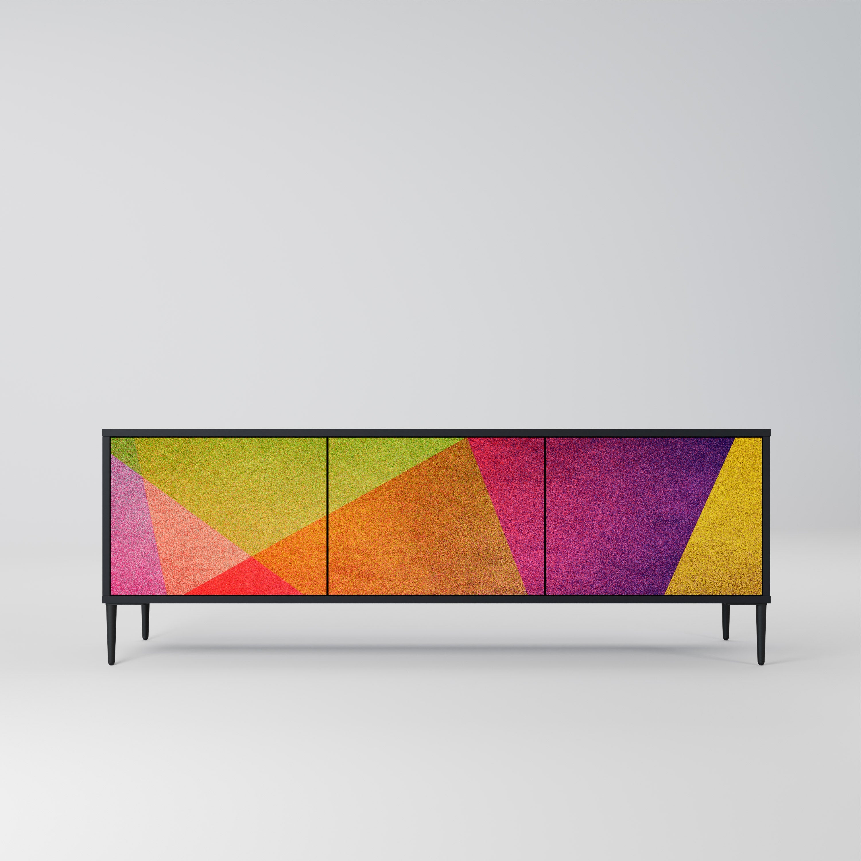 VIVID GEOMETRY Móvel de TV com 3 Portas em Acabamento Preto