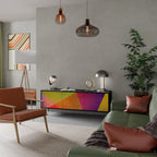 VIVID GEOMETRY 3-Door TV Stand in Black Finish