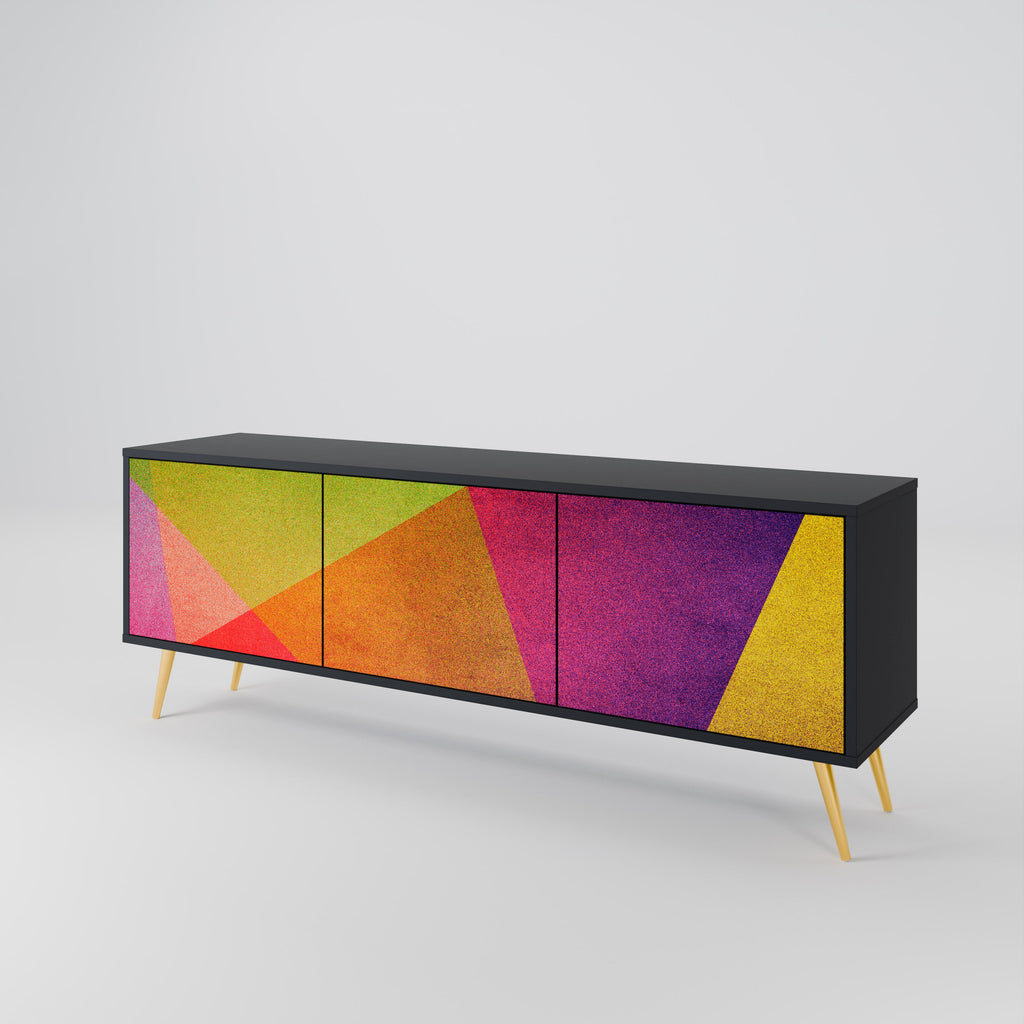 VIVID GEOMETRY 3-Door TV Stand in Black Finish