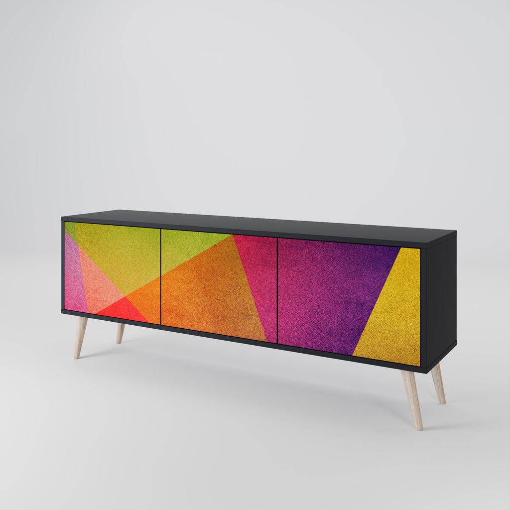 VIVID GEOMETRY 3-Door TV Stand in Black Finish
